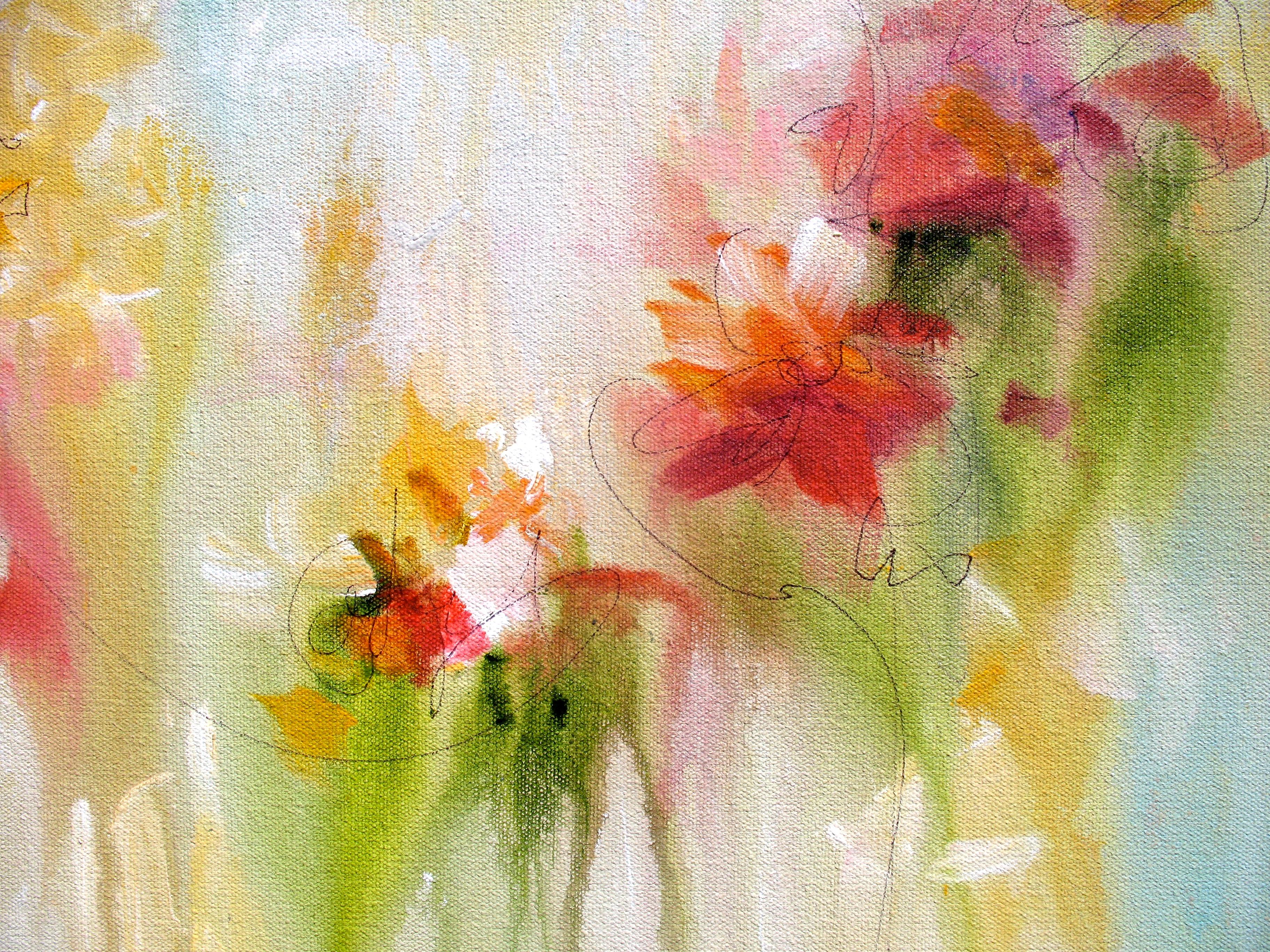 Garden Colors - Beige Still-Life Painting by Karen Hale