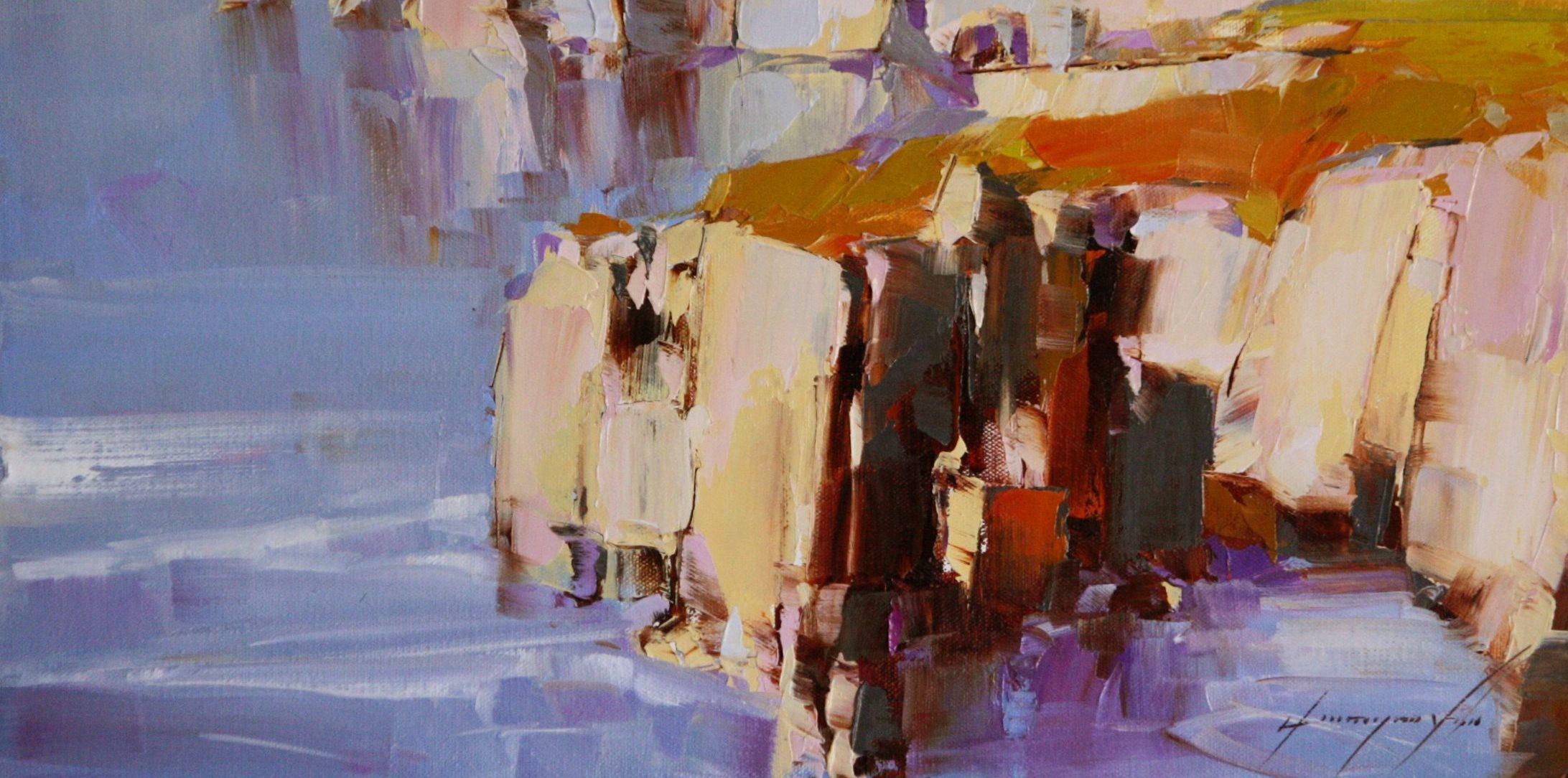 Highway Coast - Gray Landscape Painting by Vahe Yeremyan