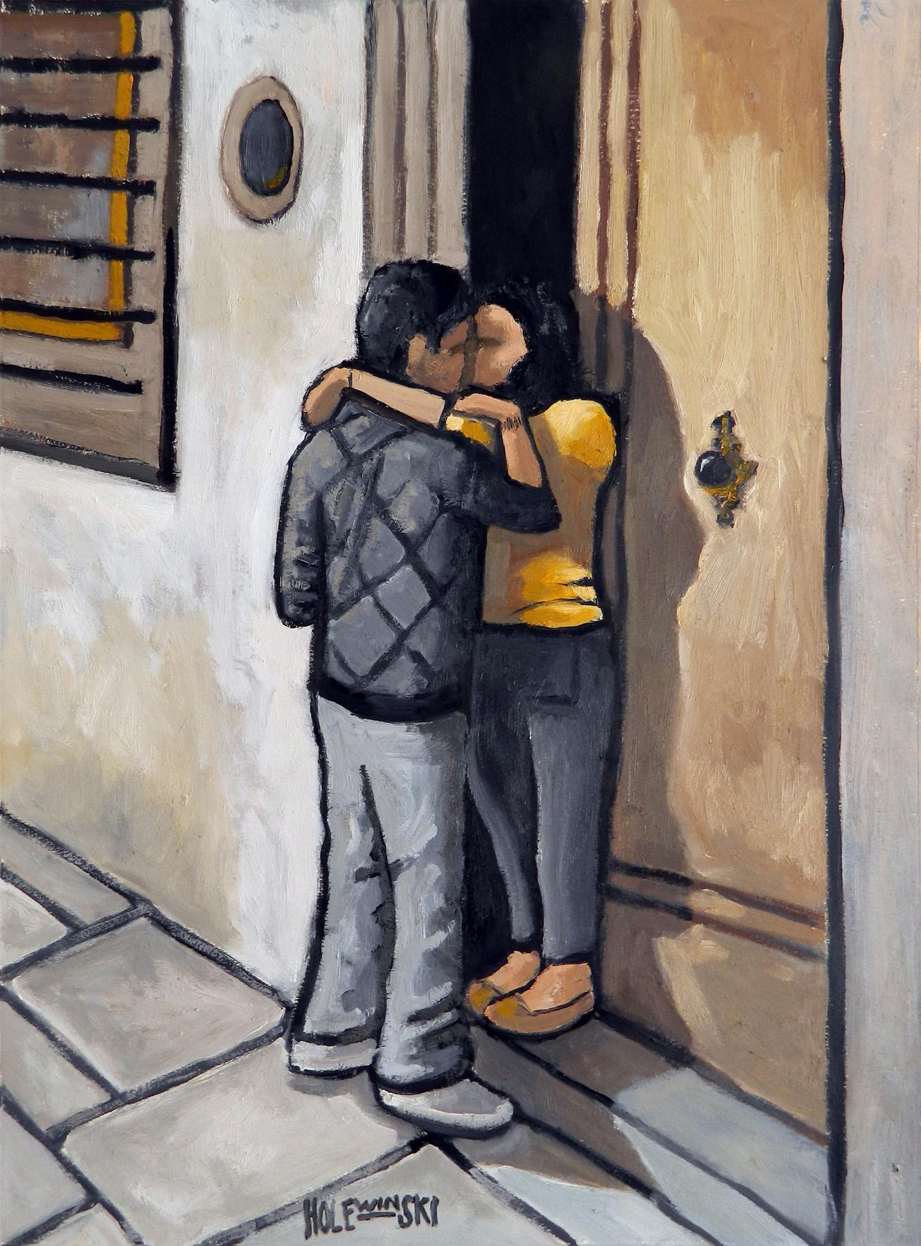 <p>Artist Comments<br> This is a painting of a young couple I saw in Florence just outside the ancient building that was my hotel.  It was good to see them and to hear them laughing and being totally unaware of any other people. This painting is on