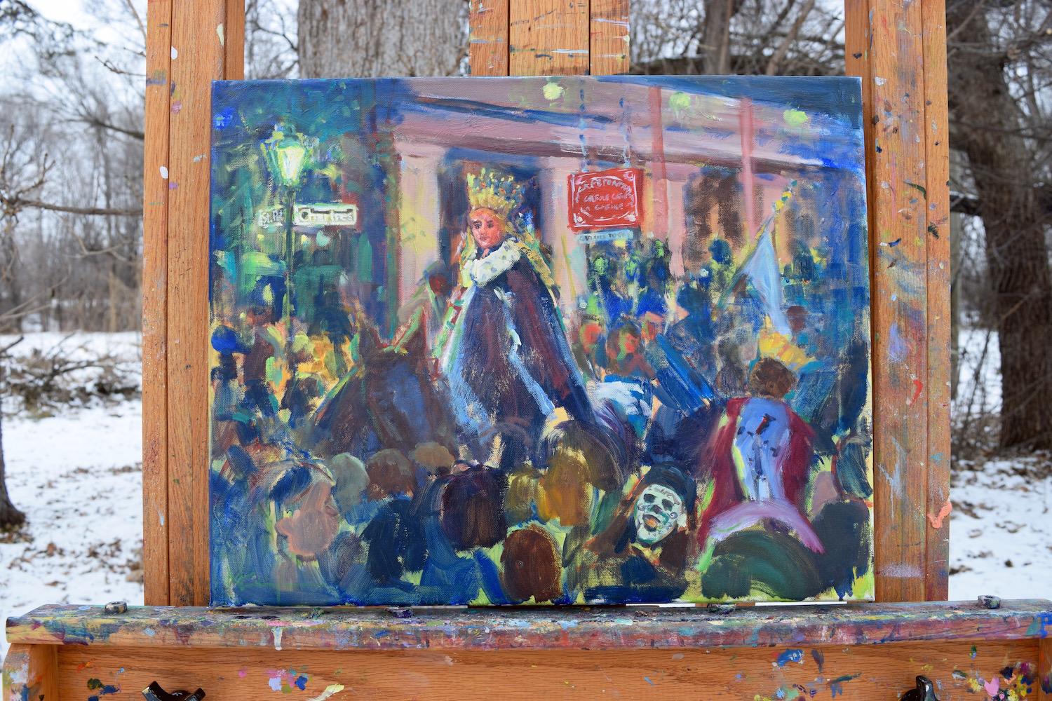 <p>Artist Comments<br>I wanted to capture the jumble of people and swell of good cheer at this - my first ever - Mardi Gras parade in New Orleans.  I snapped some dark blurry photos, so much of this is invented.</p><p>About the