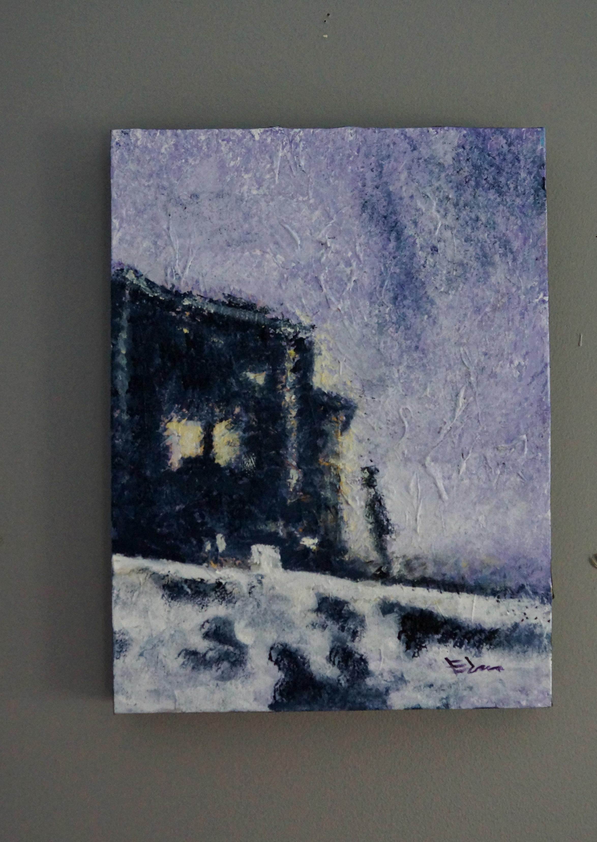 Snowy Night - Abstract Expressionist Art by Wynston Edun