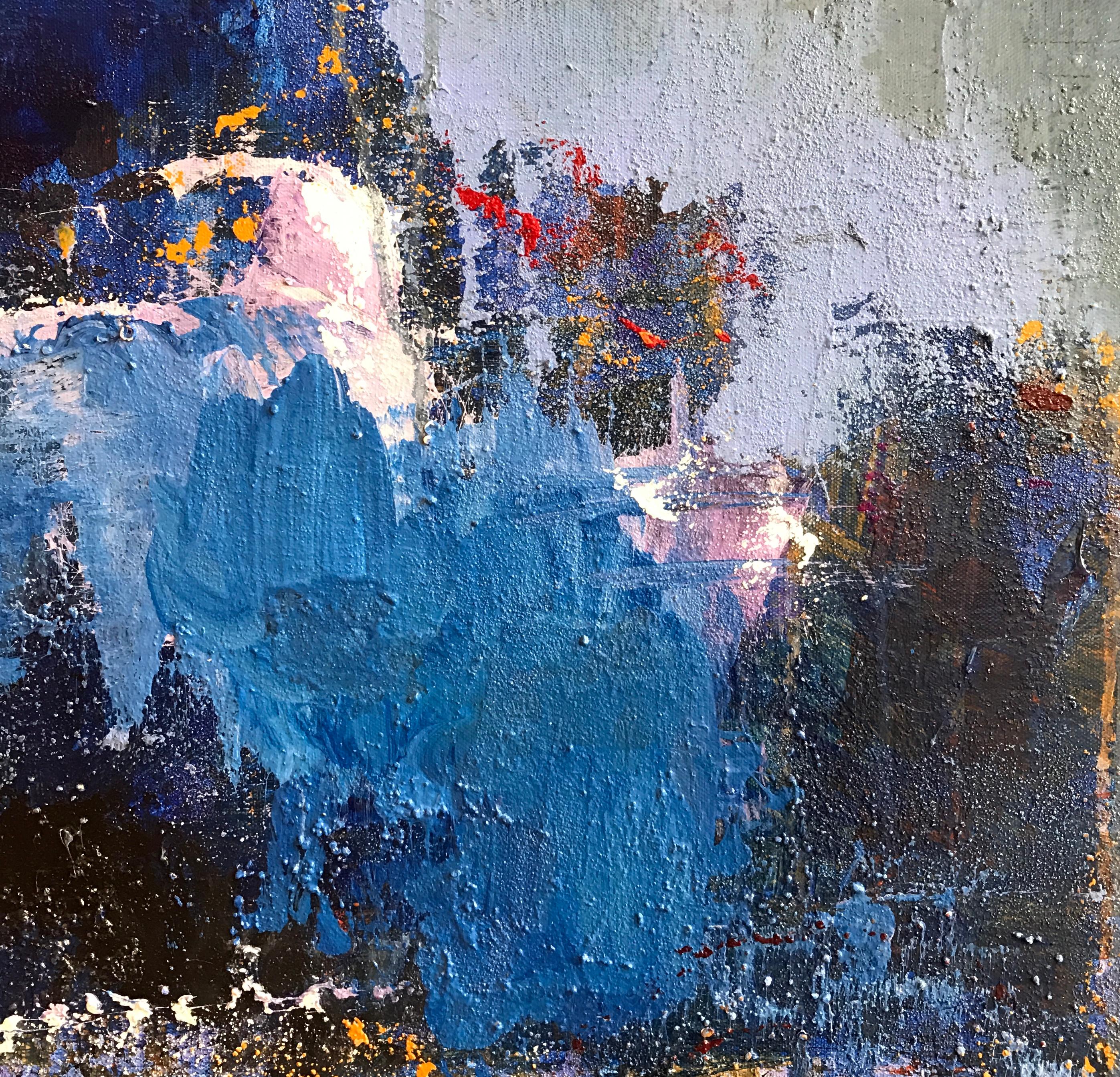 Night Ride - Blue Abstract Painting by Jeffrey Tover