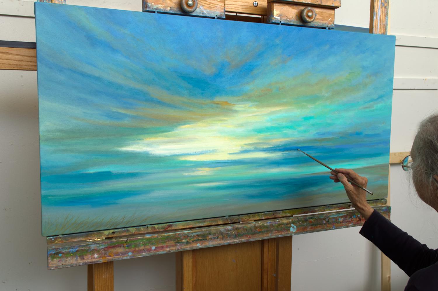 <p>Commentaires de l'artiste<br />J'aime les couleurs brillantes des ciels tropicaux.  Cette peinture est inspirée de mes visites sur la côte de la Floride et des Bahamas, où les couleurs sont si légères, exaltantes et vibrantes.</p><p>À propos de