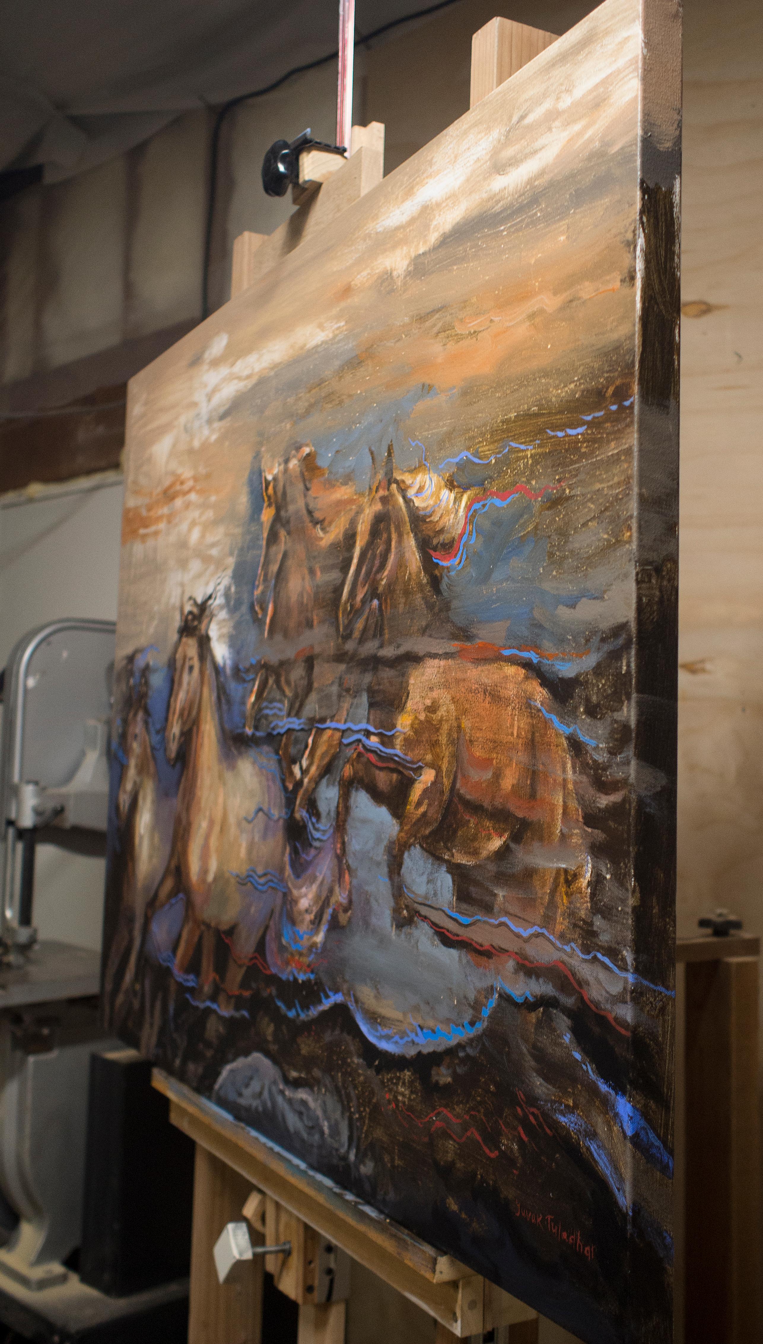 Horse Painting, Horses in My Dream 03 - Contemporary Art by Yuvak Tuladhar