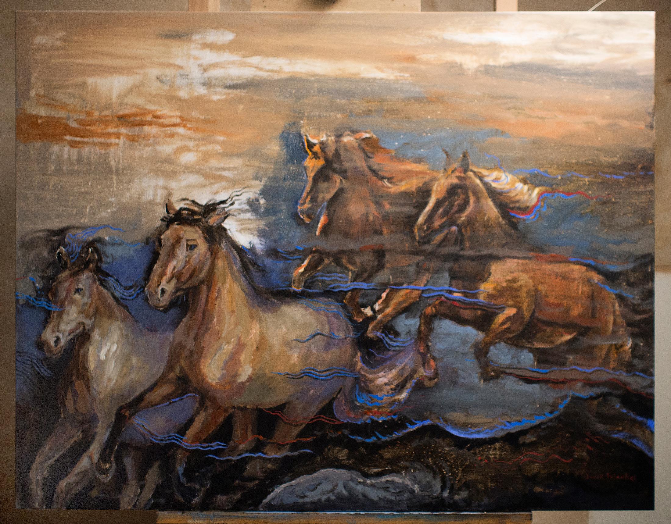 <p>Artist Comments<br />This painting was inspired by my recurring dreams where I see horses in action. I initially titled it as Horses in Action but decided 'Horses in My Dream 03' is more suitable. I like to show movements and give a dreamlike