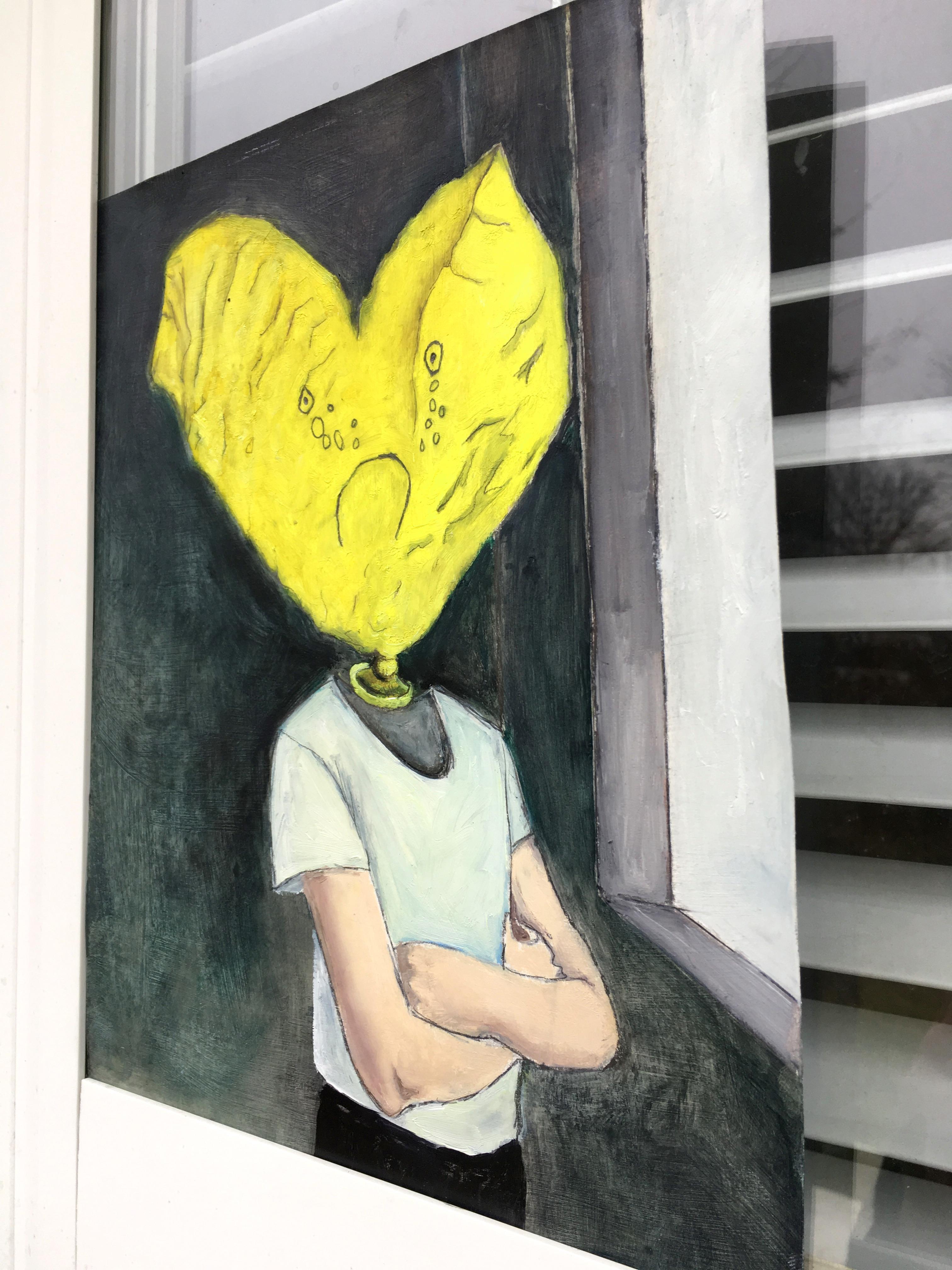 Grumpy Heart Boy – Painting von Kat Silver