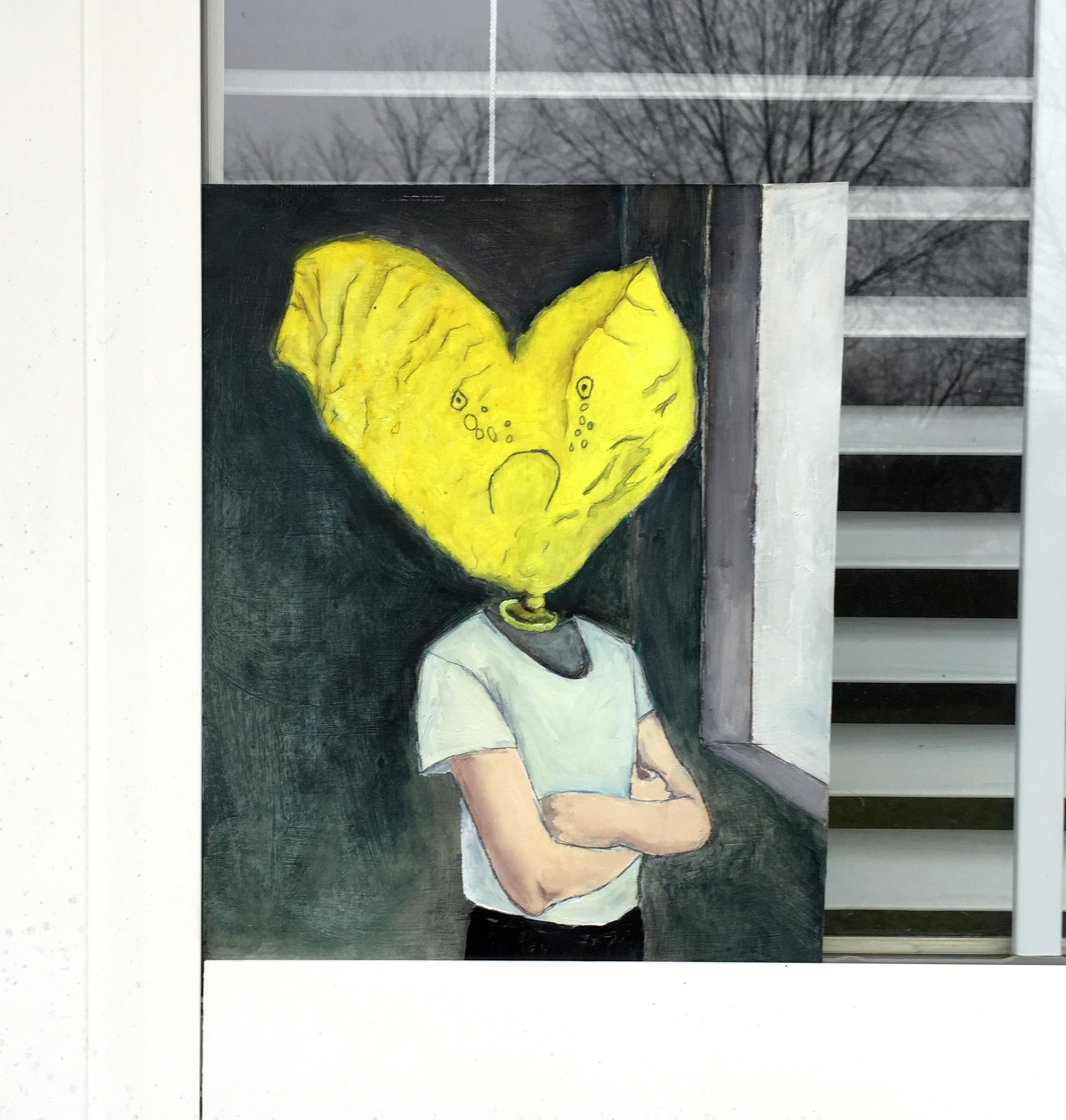Grumpy Heart Boy (Surrealismus), Painting, von Kat Silver