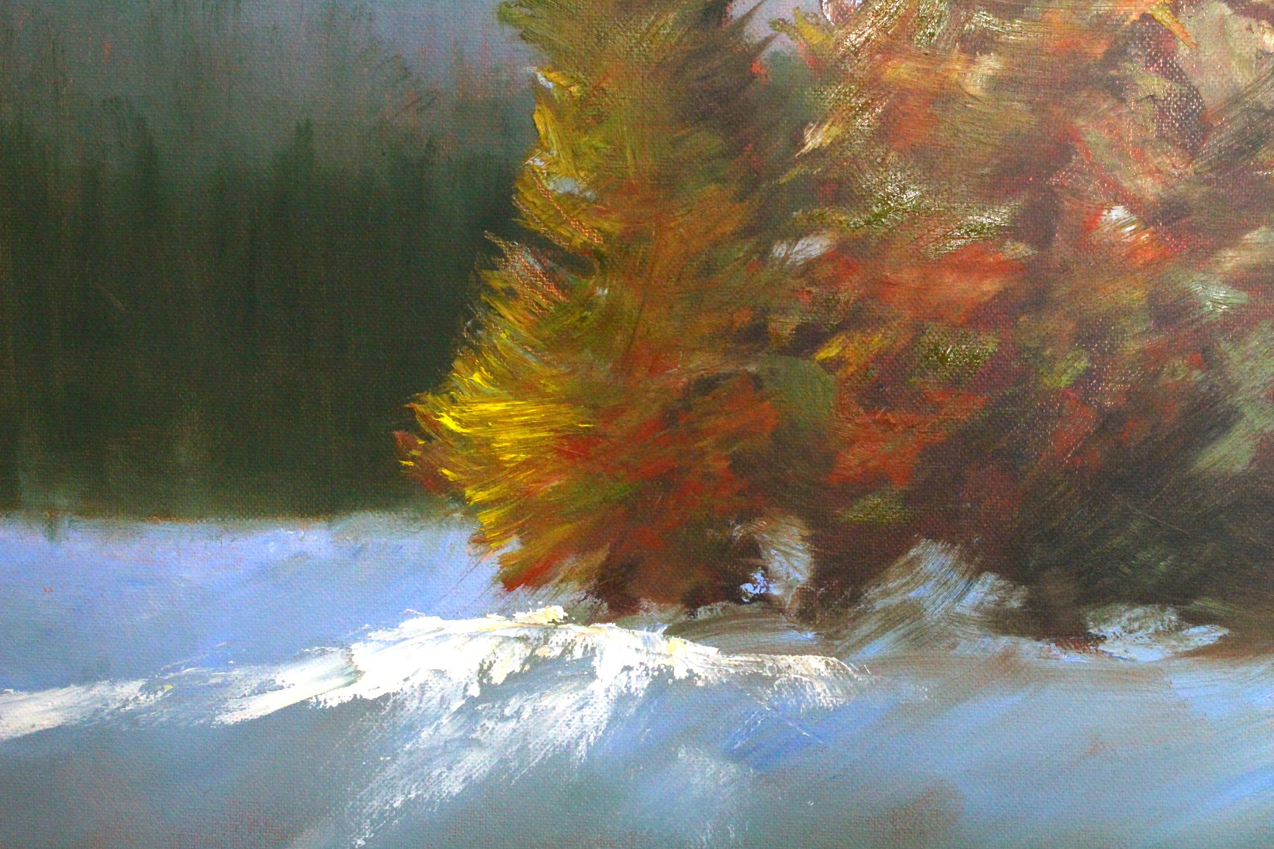 Winter Dusk - Gray Landscape Painting by Nancy Merkle