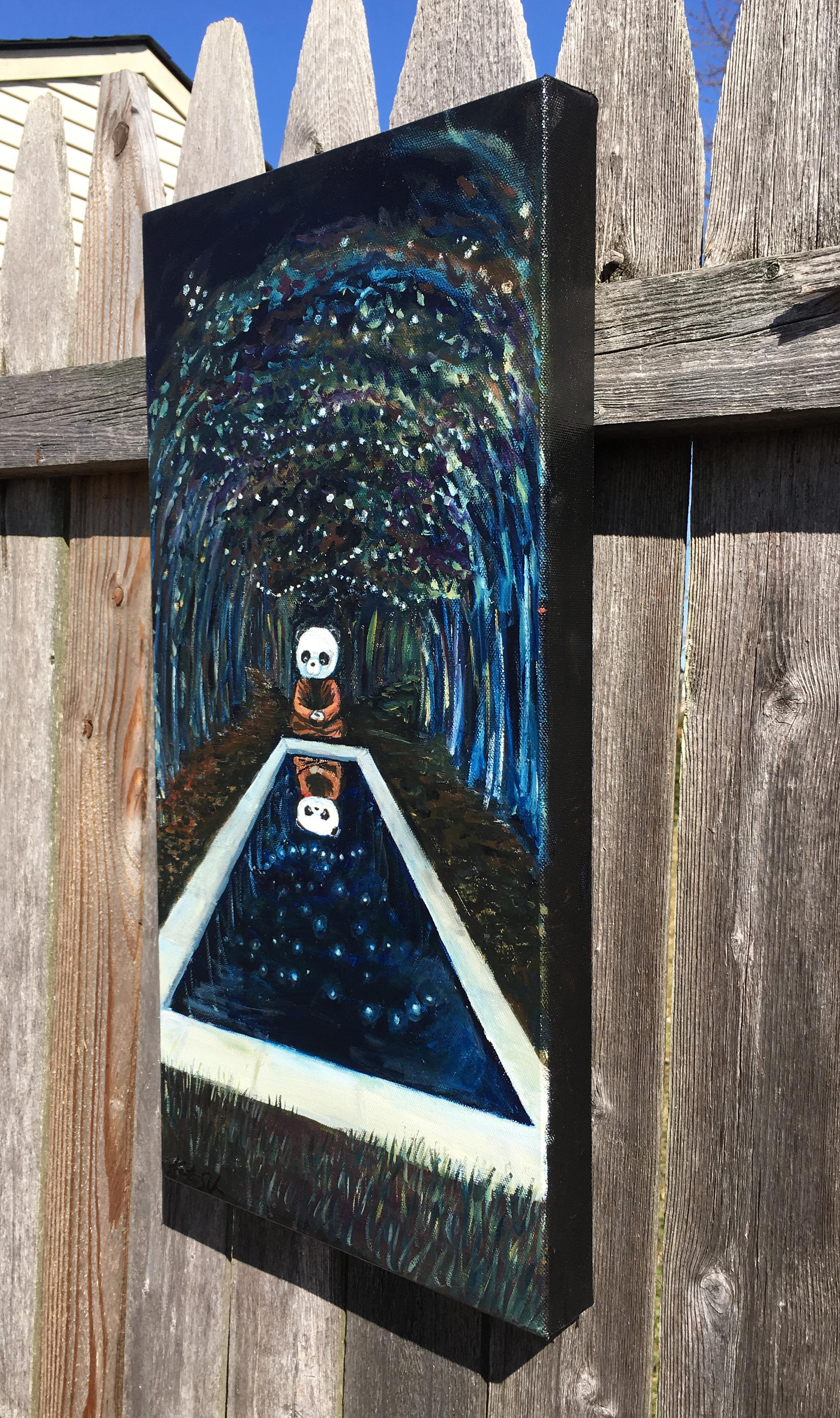 Pondering Panda - Painting by Kat Silver