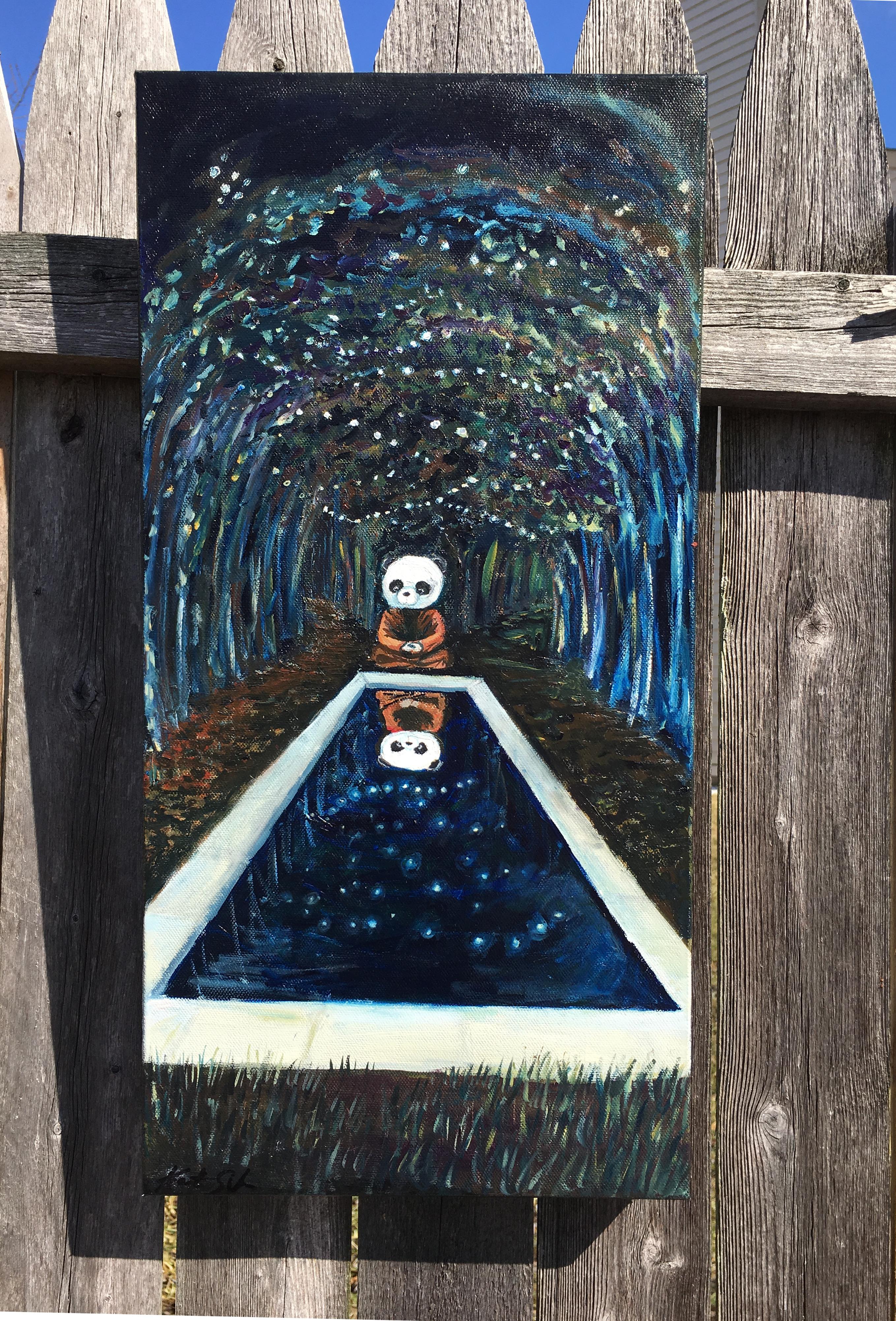 Pondering Panda (Surrealismus), Painting, von Kat Silver