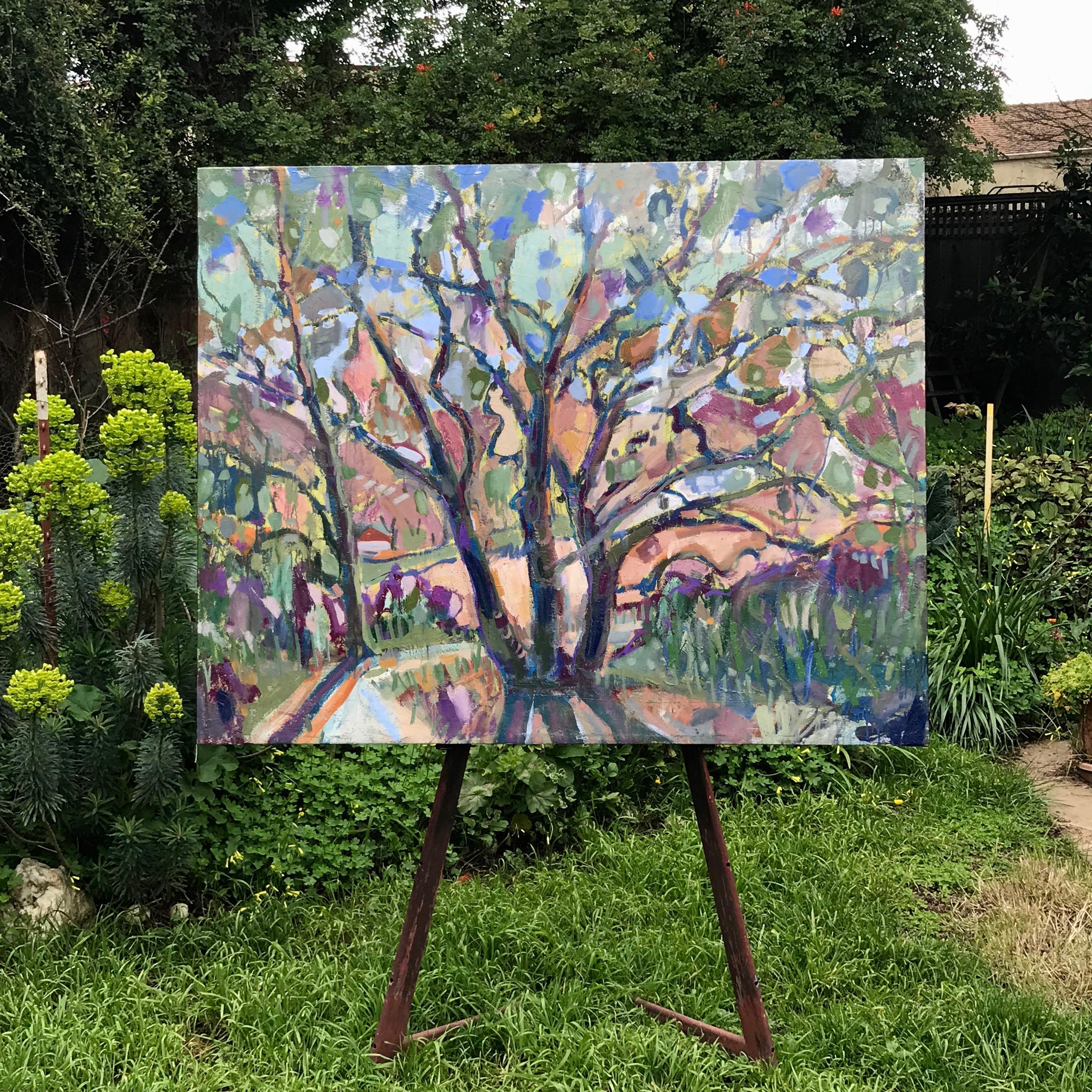 Saratoga Live Oaks - Abstract Impressionist Painting by James Hartman