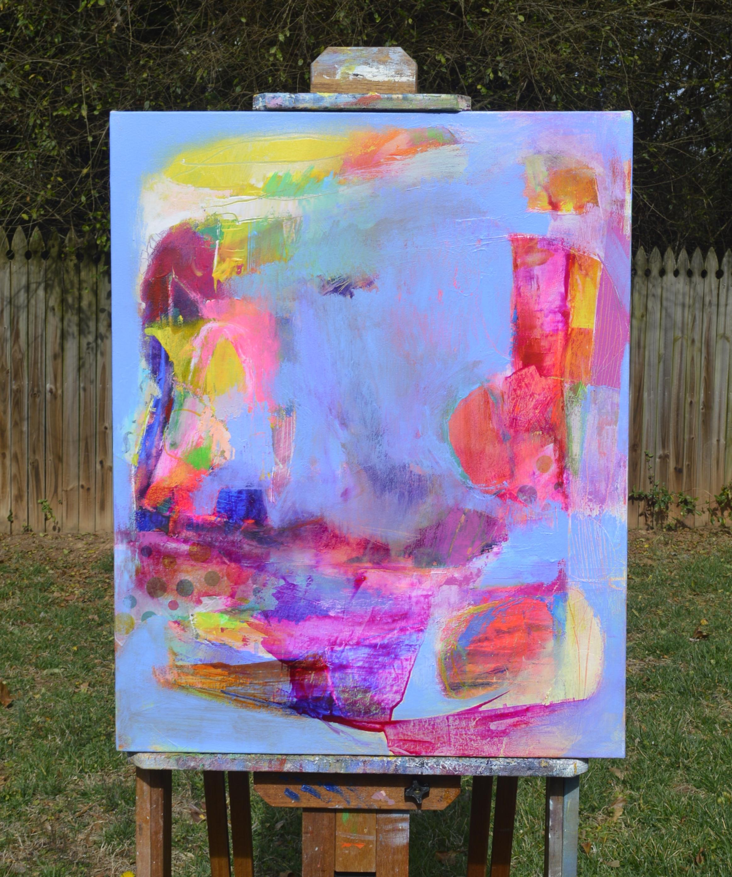 <p>Commentaires de l'artiste<br />Circus Act est une peinture mixte sur toile. Divers papiers collés ont été collés sur la toile pour créer des formes. La peinture a été appliquée couche après couche. La couleur pure m'inspire pour couvrir la toile.