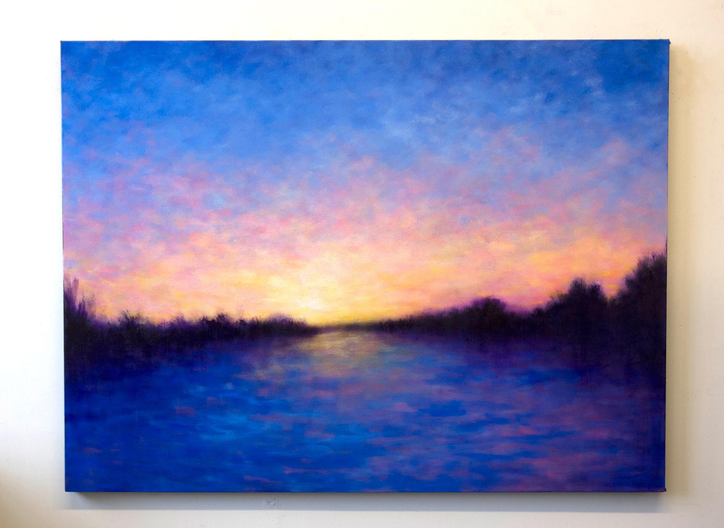 Weekend Sunset Reflections - Abstract Impressionist Painting by Victoria Veedell