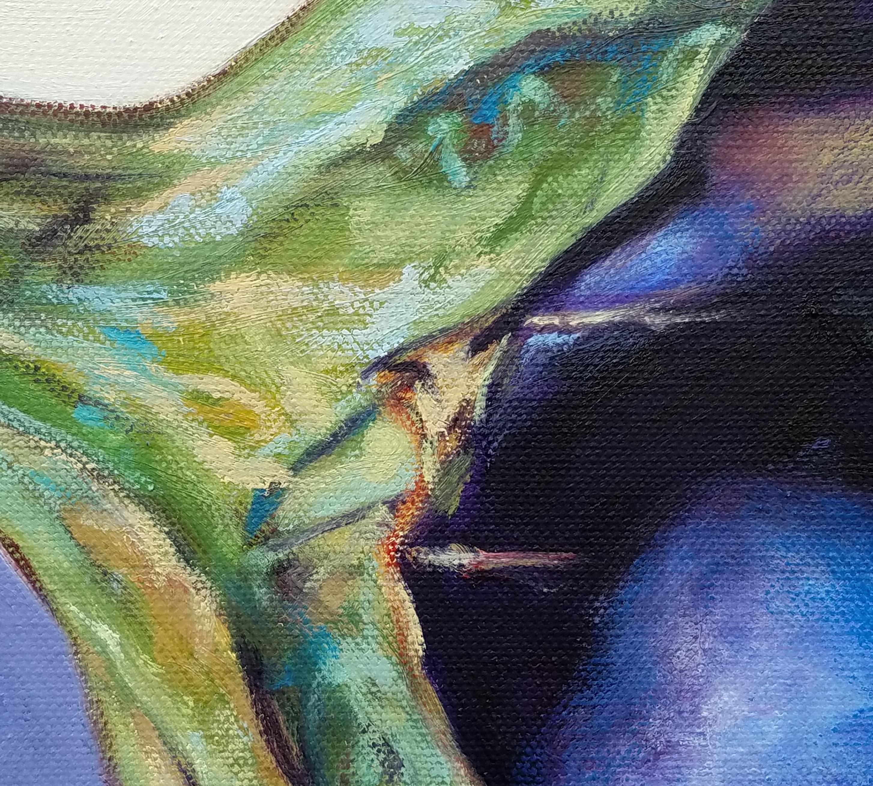 Tami Cardnella Food Portraits in White, Aubergine, Oil Painting For