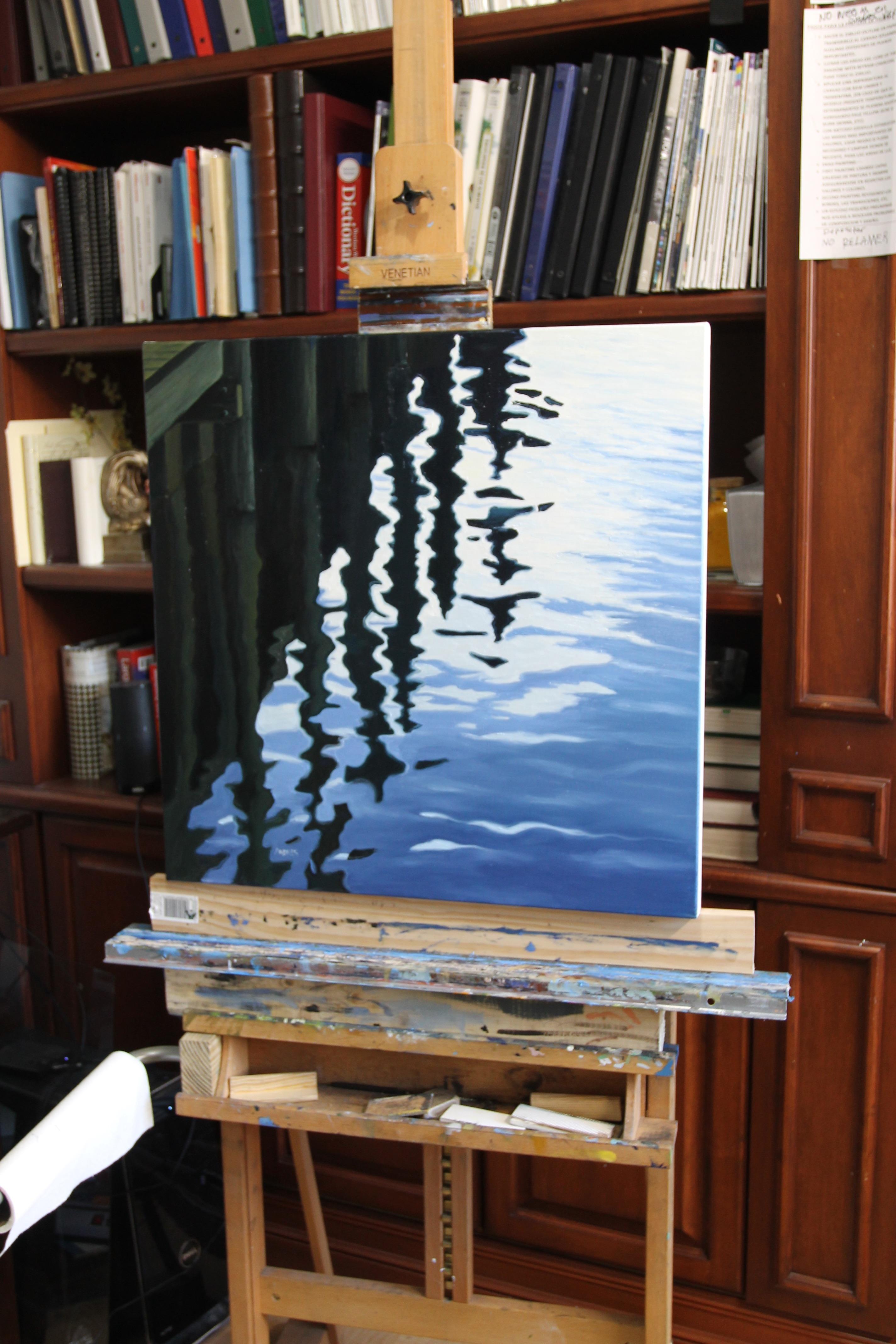 Tramonto sul molo - Painting di Andres Lopez