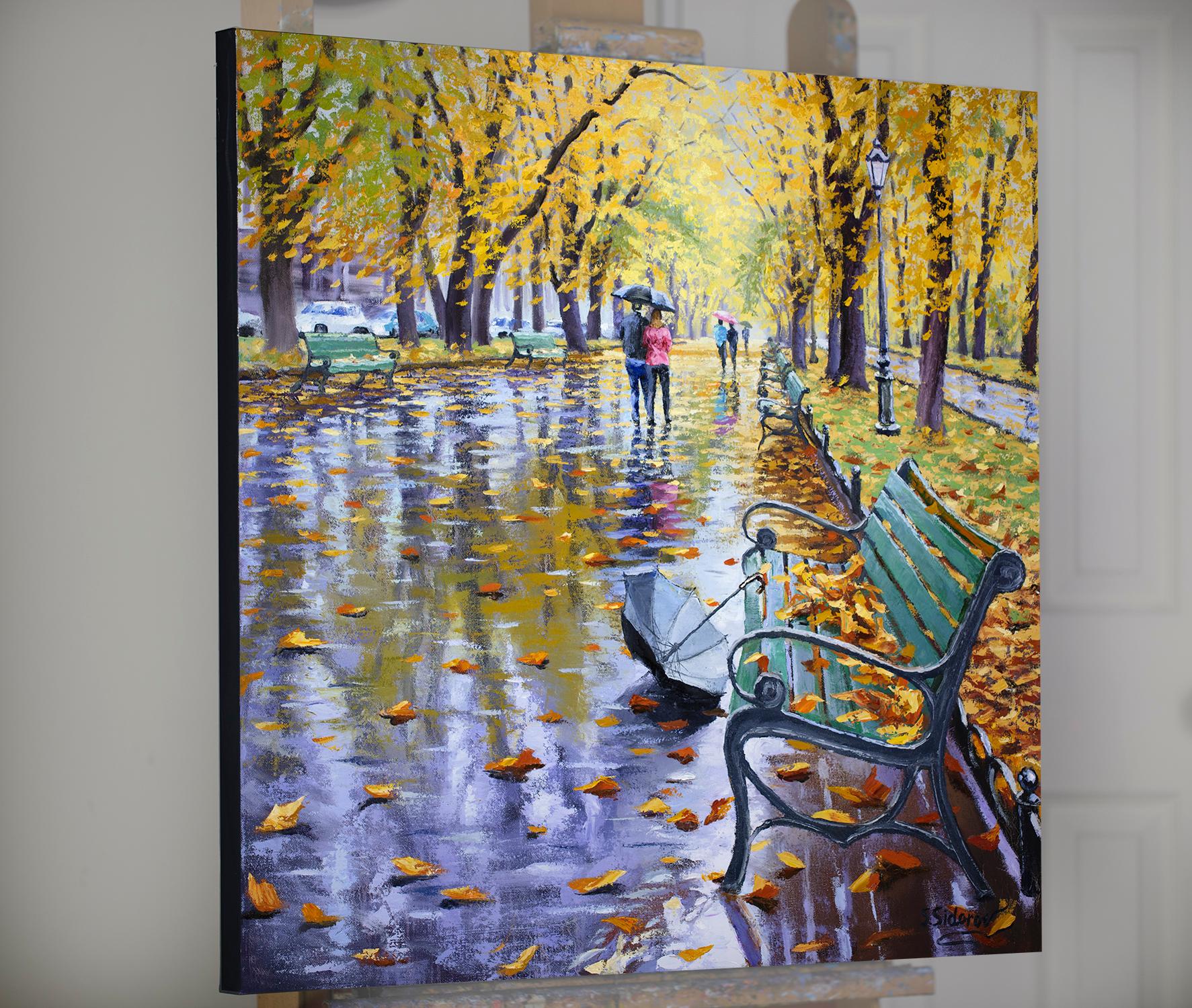 Missing Umbrella - Abstract Impressionist Painting by Stanislav Sidorov