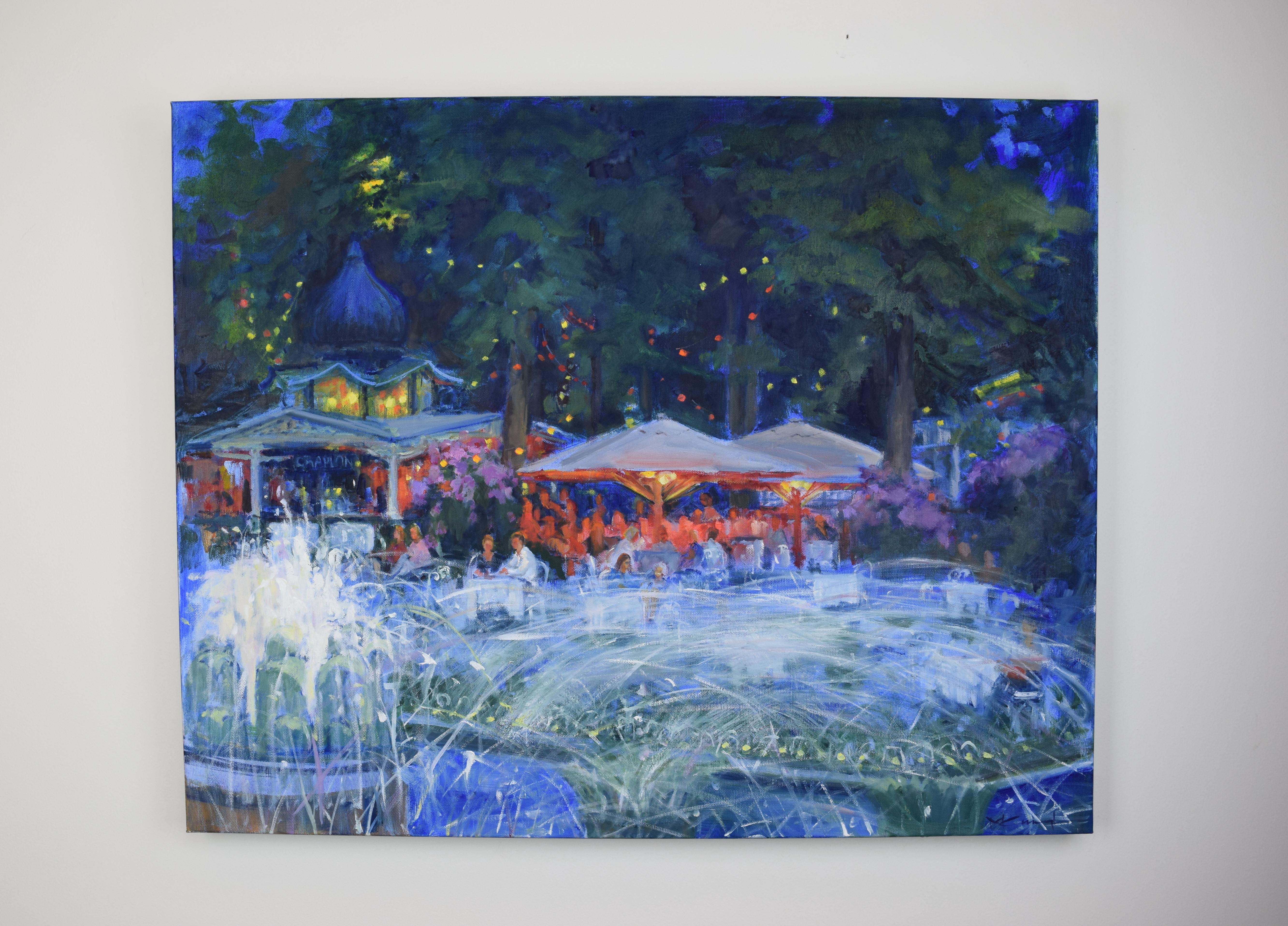 Evening at Tivoli - Abstract Impressionist Painting by Mickey Cunningham