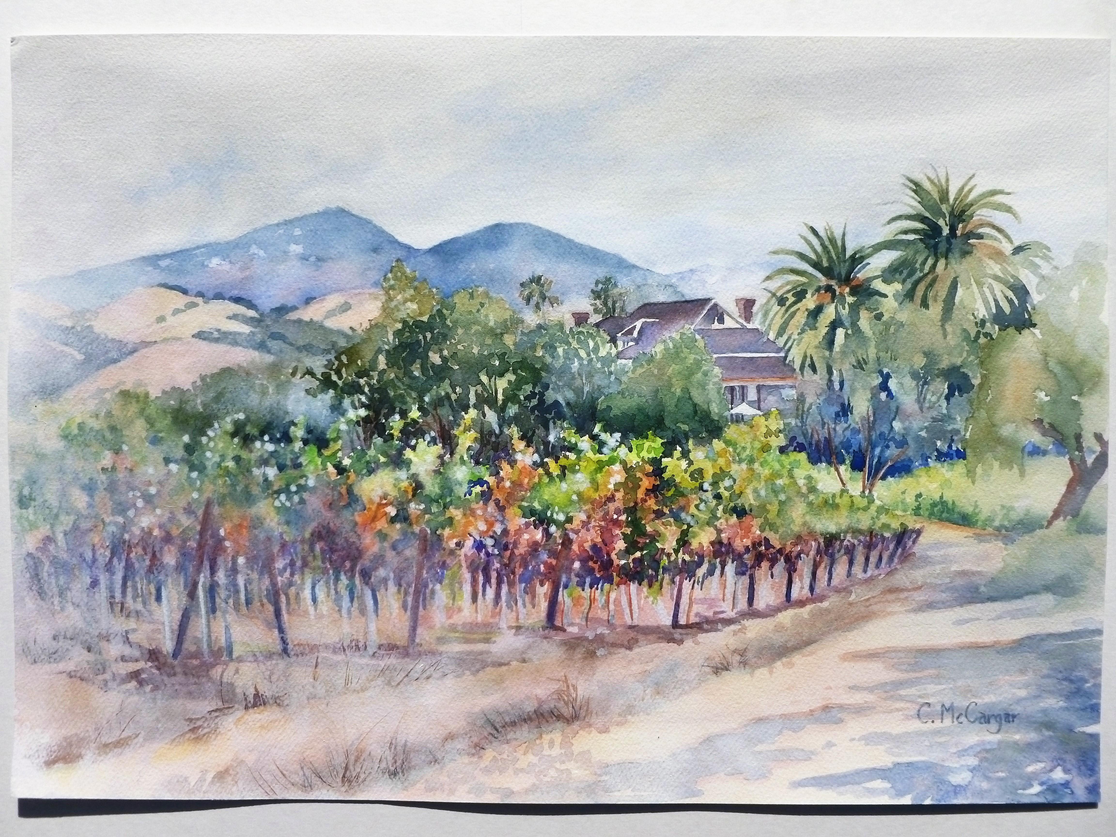 <p>Comentarios del artista<br />Cuando los viñedos lucen rojos y dorados durante los primeros meses del otoño, salgo a situarme en medio de ellos ante mi caballete. Este cuadro lo pinté en la región vinícola del valle de Livermore, donde me llamó la