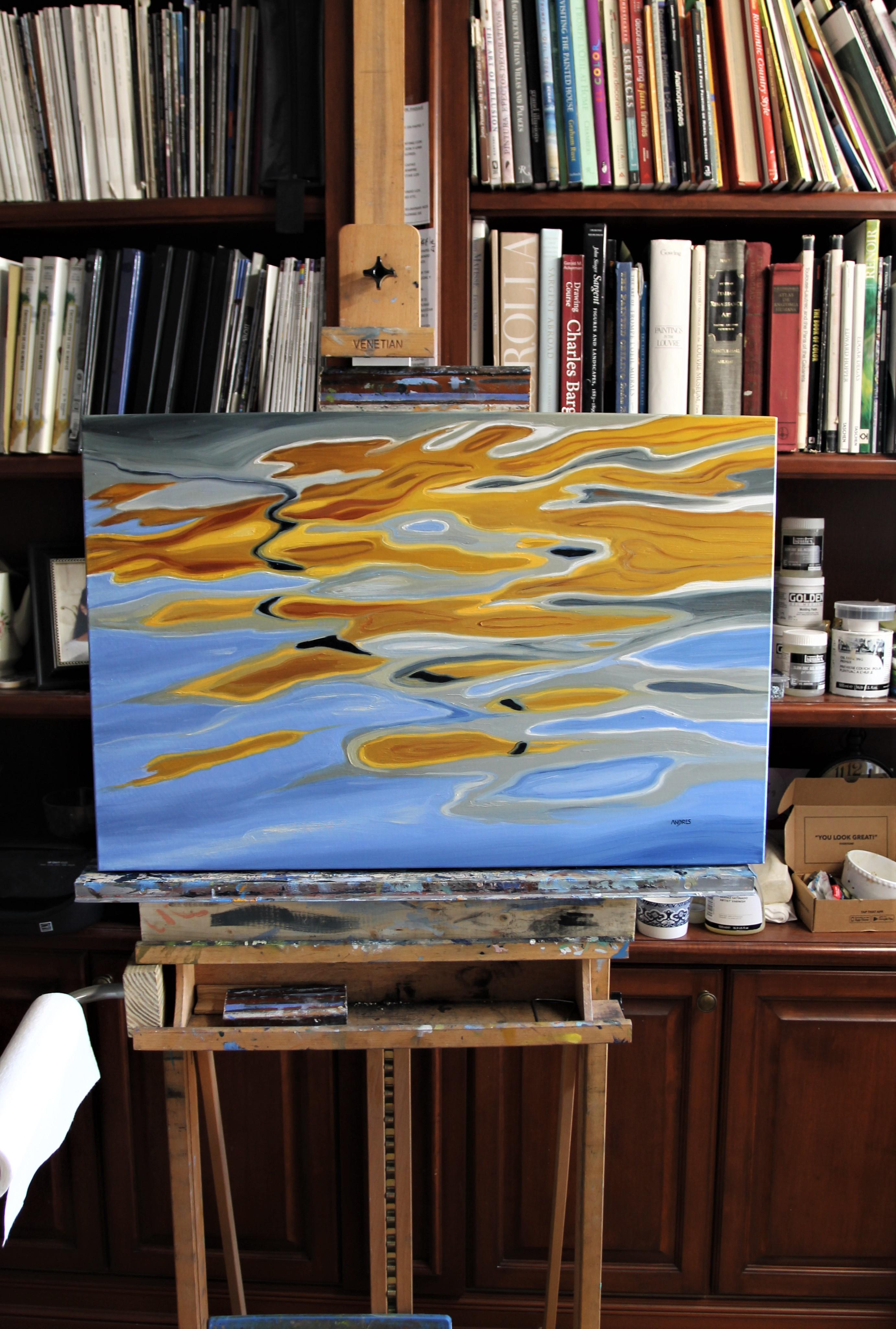 Gold and Silver Tide - Painting by Andres Lopez