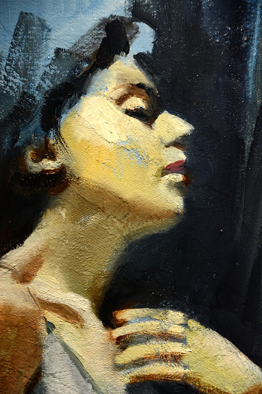 Watchful Rest - Brown Figurative Painting by Gary Leonard