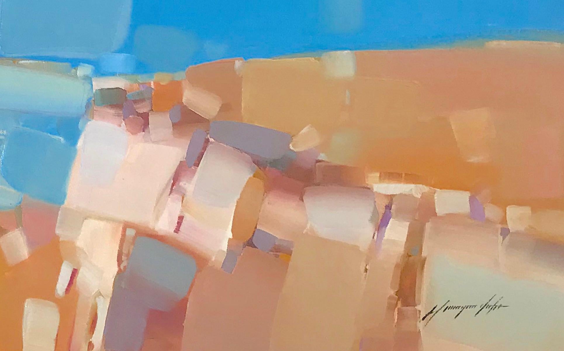 Weiße Cliffs aus weißem Holz (Blau), Abstract Painting, von Vahe Yeremyan