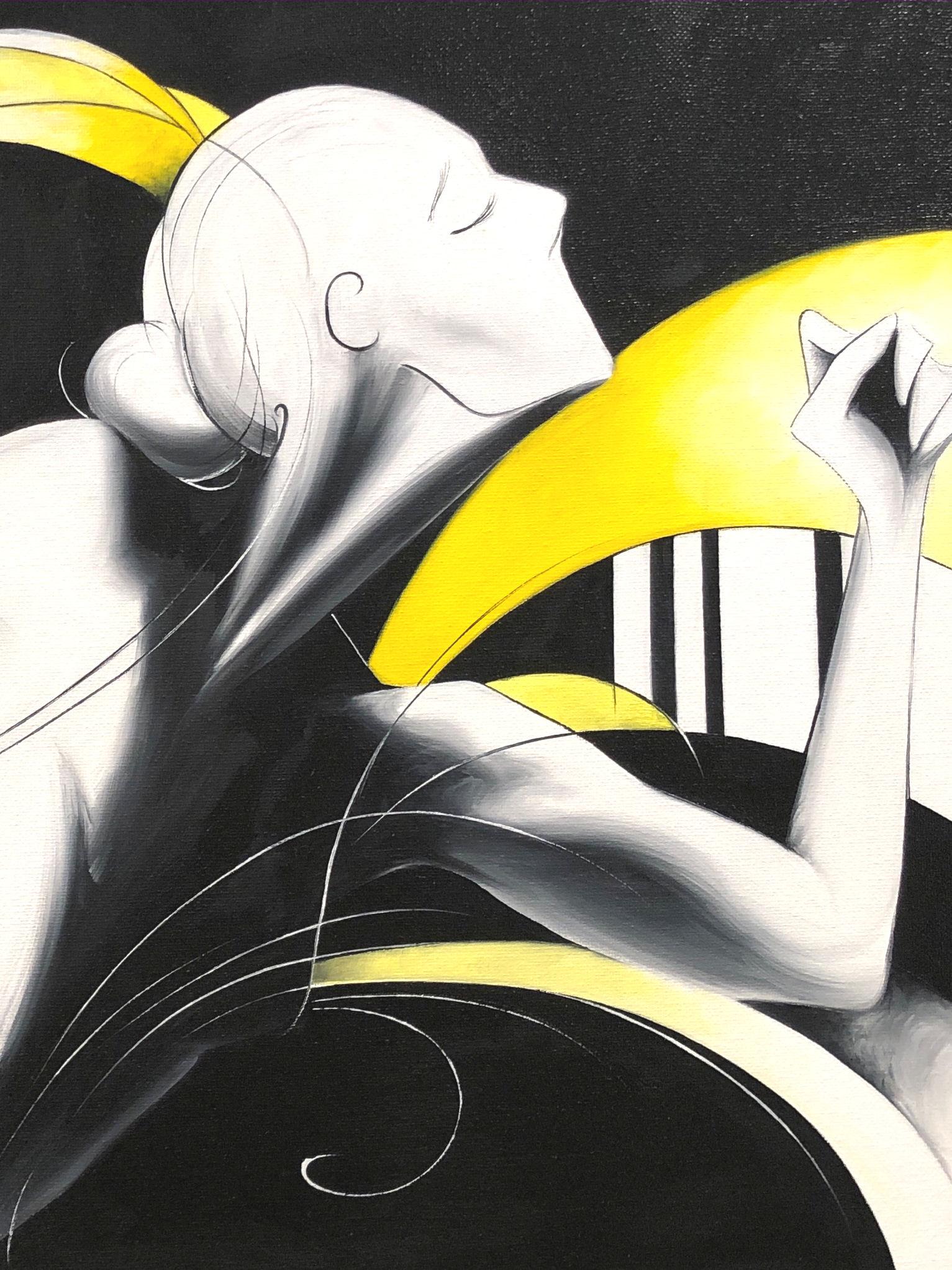 Flash Forward - Figurative Painting Nero di Sumner Crenshaw
