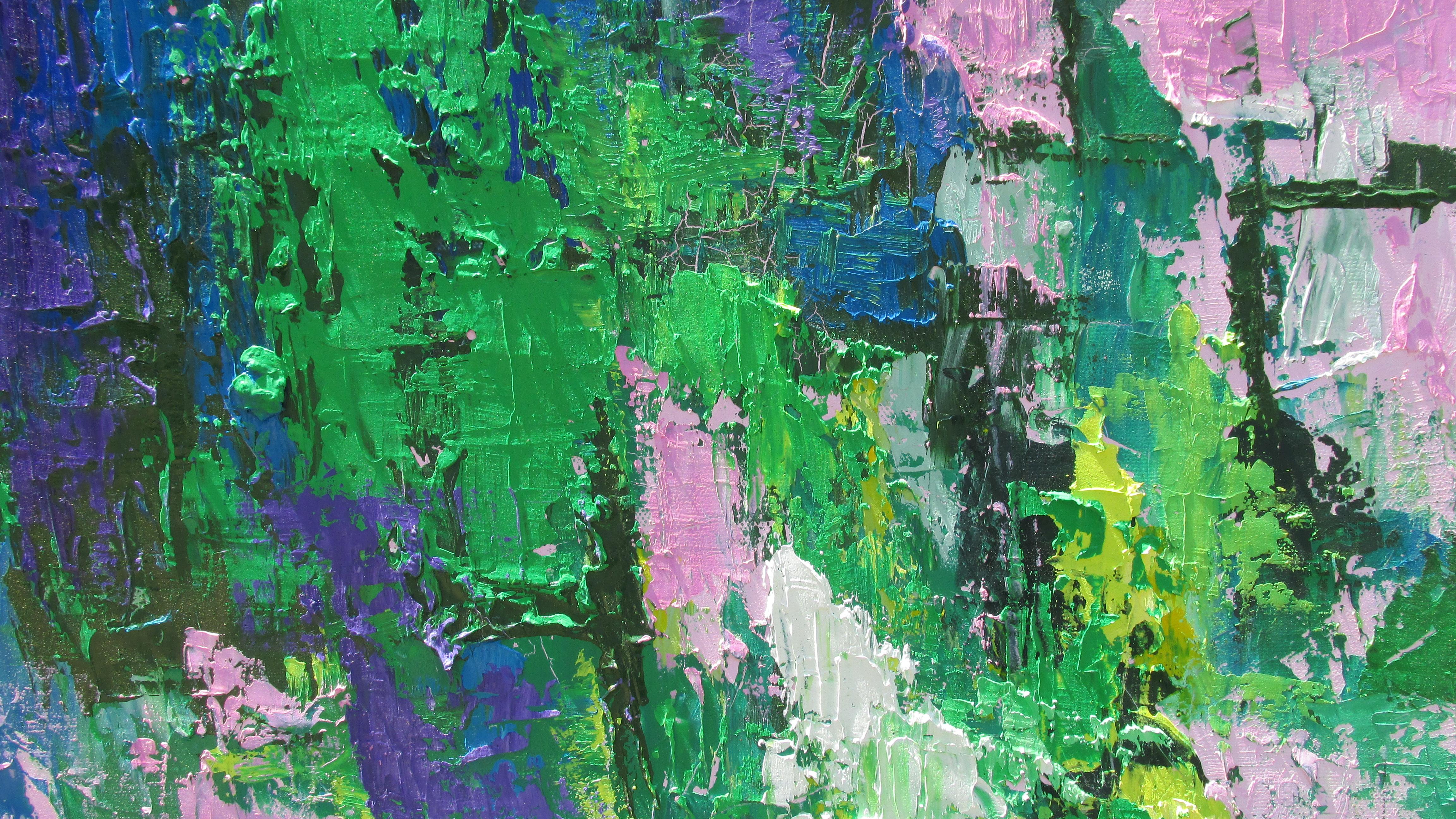 Ivy, Abstract Oil Painting - Gray Abstract Painting by Weldon Ball