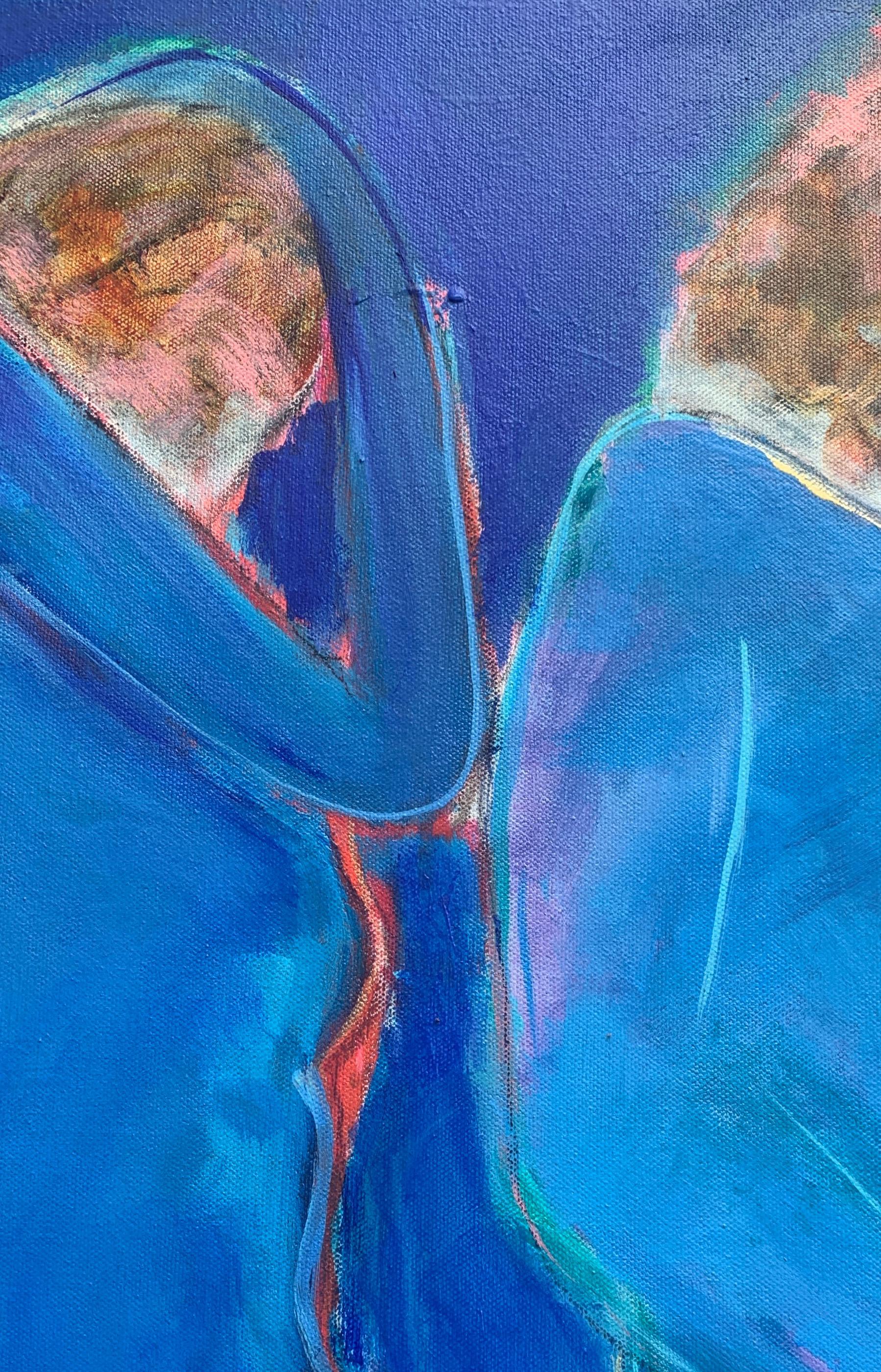 Blue Dance, Original Painting - Abstract Expressionist Art by Robin Okun