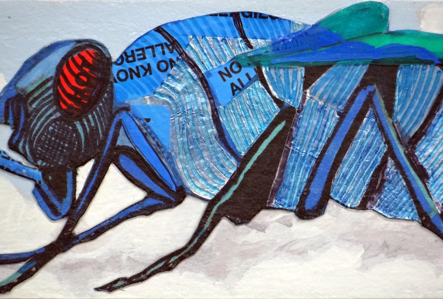 Fly, Original Painting - Surrealist Mixed Media Art by Ruth Santee