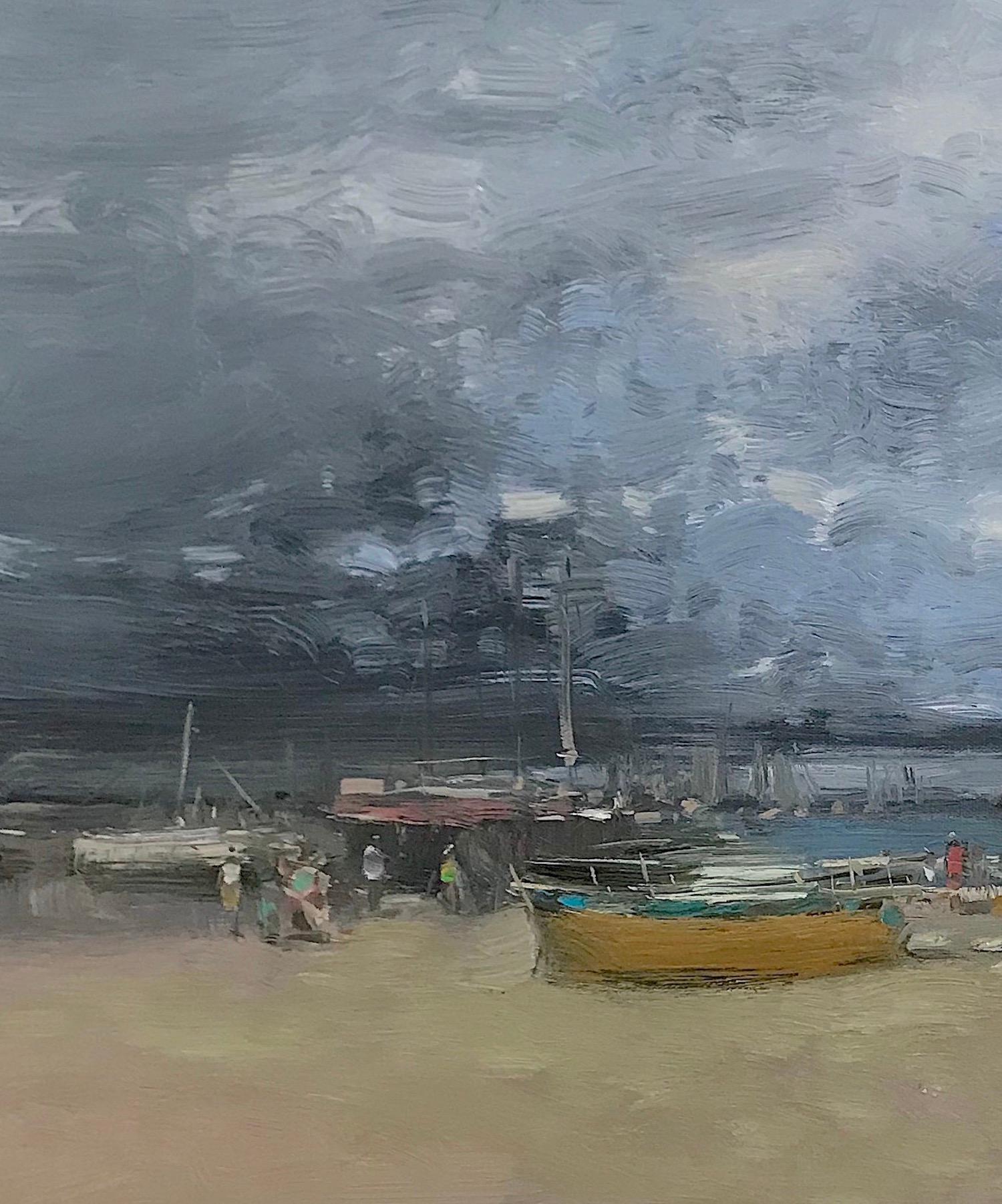 <p>Artist Comments<br />Seaside dock on a moody afternoon. Workers secure their ships as a storm approaches. Inspired by classical Dutch and French harbor scenes.</p><br /><p>About the Artist<br />Los Angeles-based and Armenian-born artist, Vahe