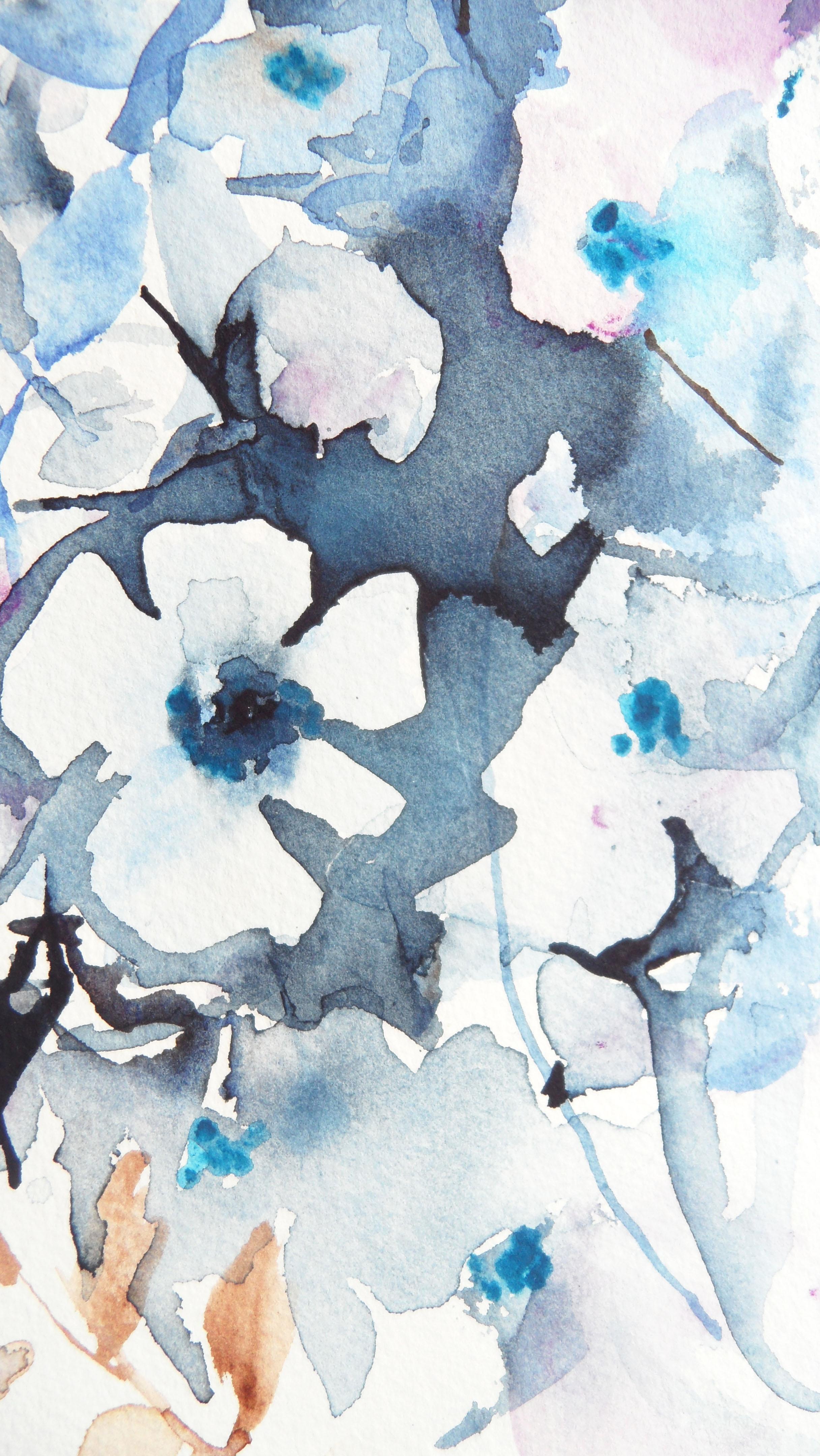 Peinture originale - Blooms d'hiver - Contemporain Art par Karin Johannesson
