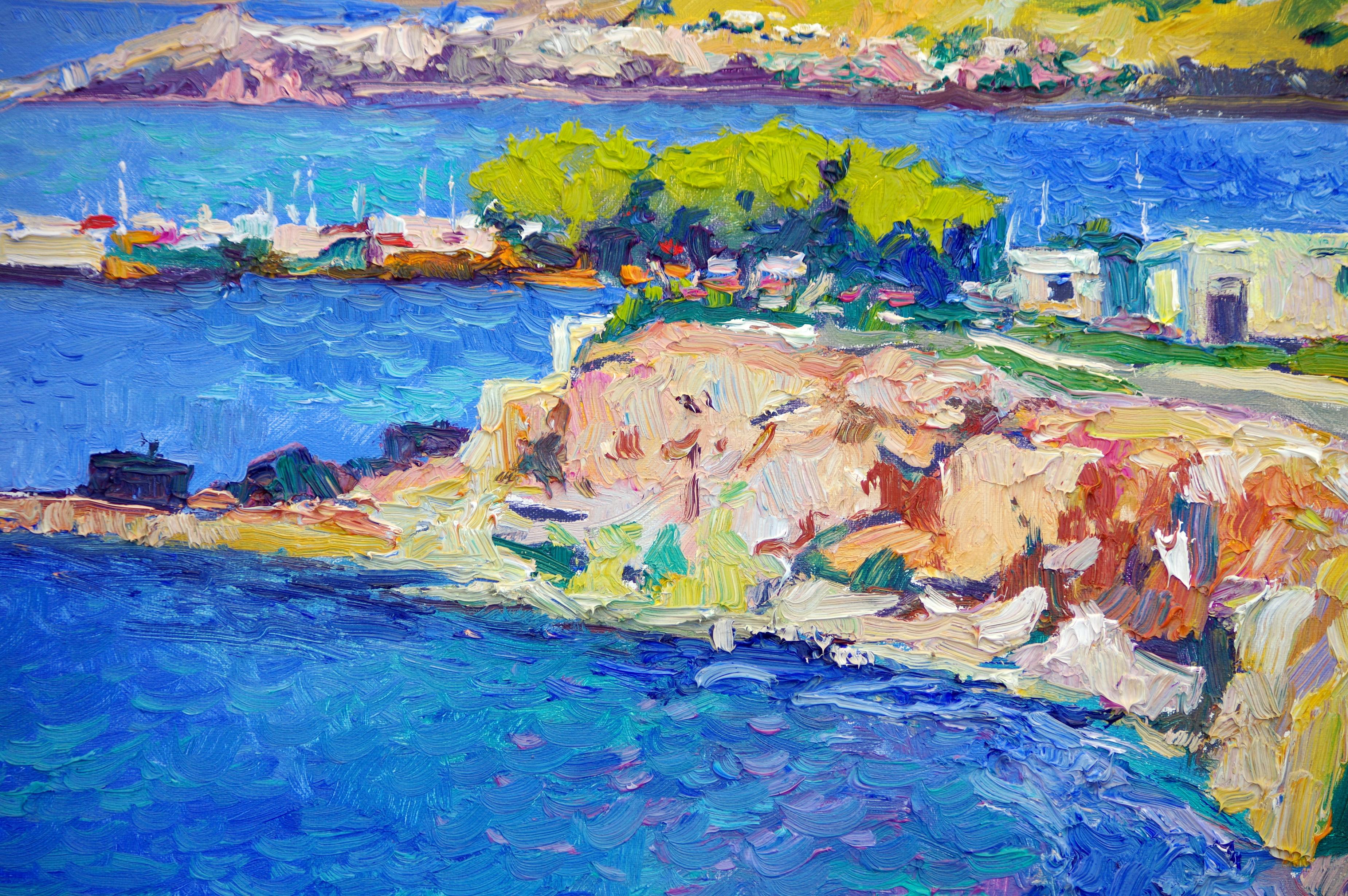 The Blue of the Aegean Sea, Greece, Oil Painting 1