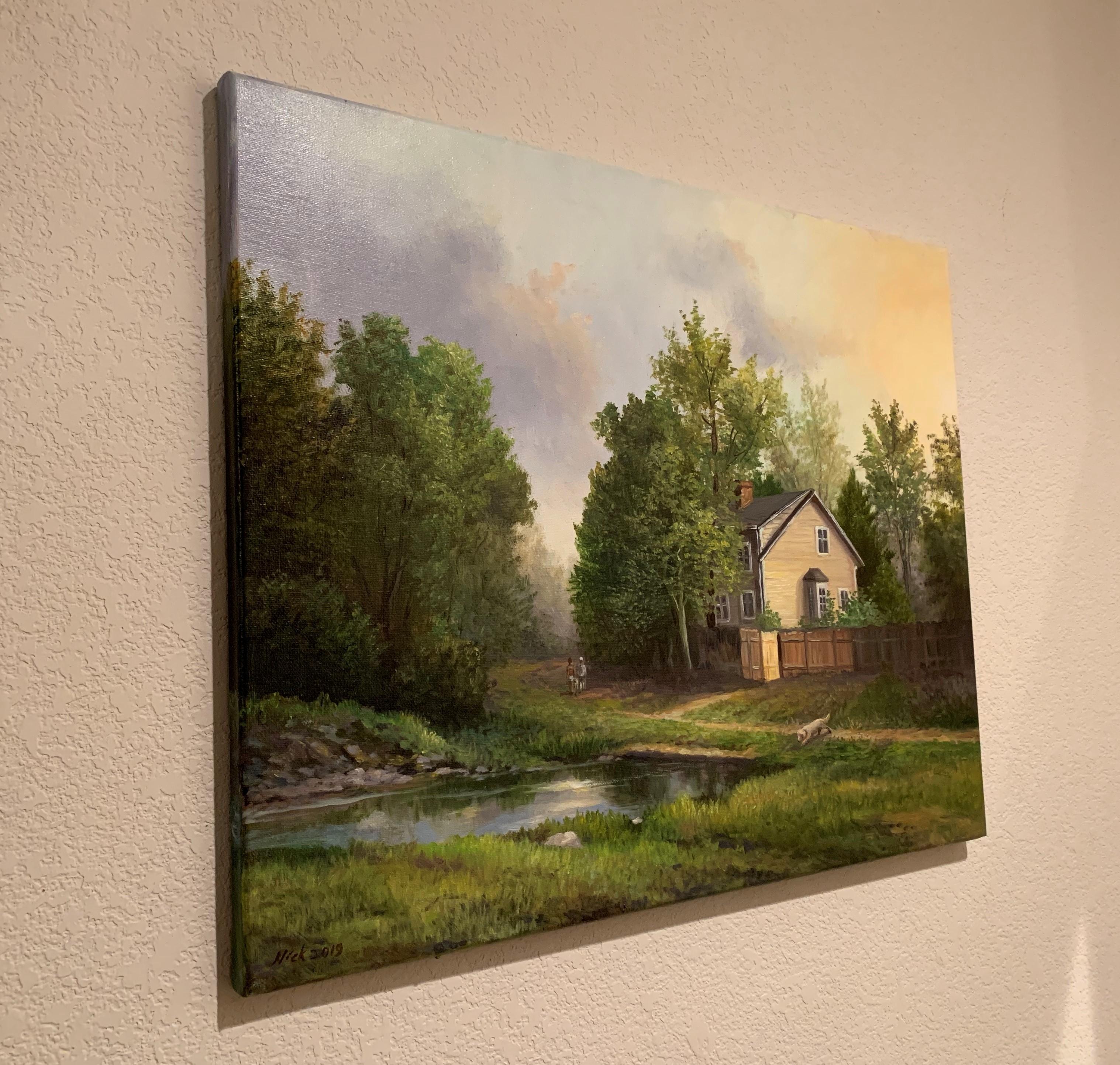 Sera d'estate, pittura a olio - Painting di Nikolay Rizhankov