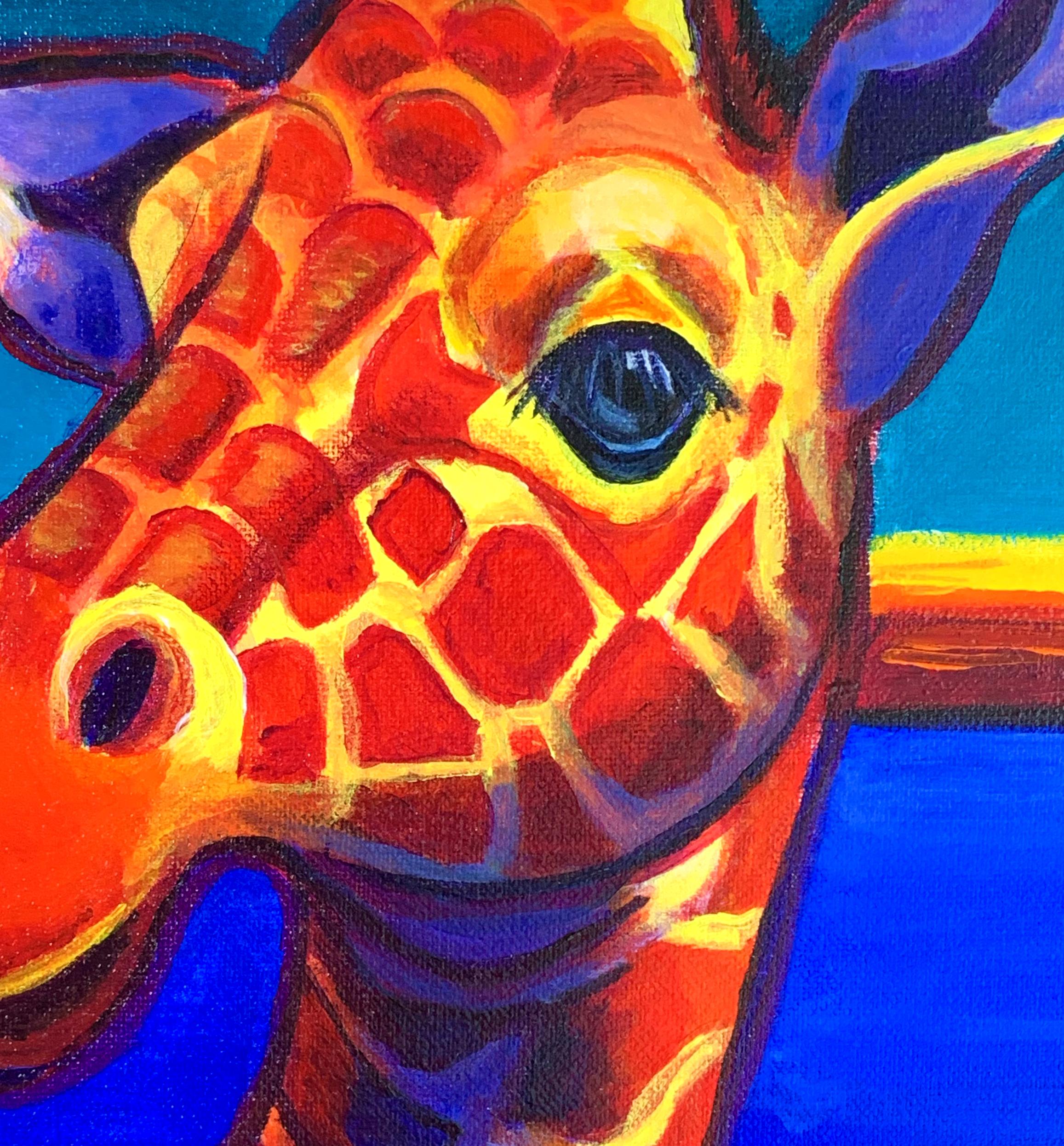 giraffe painted rock