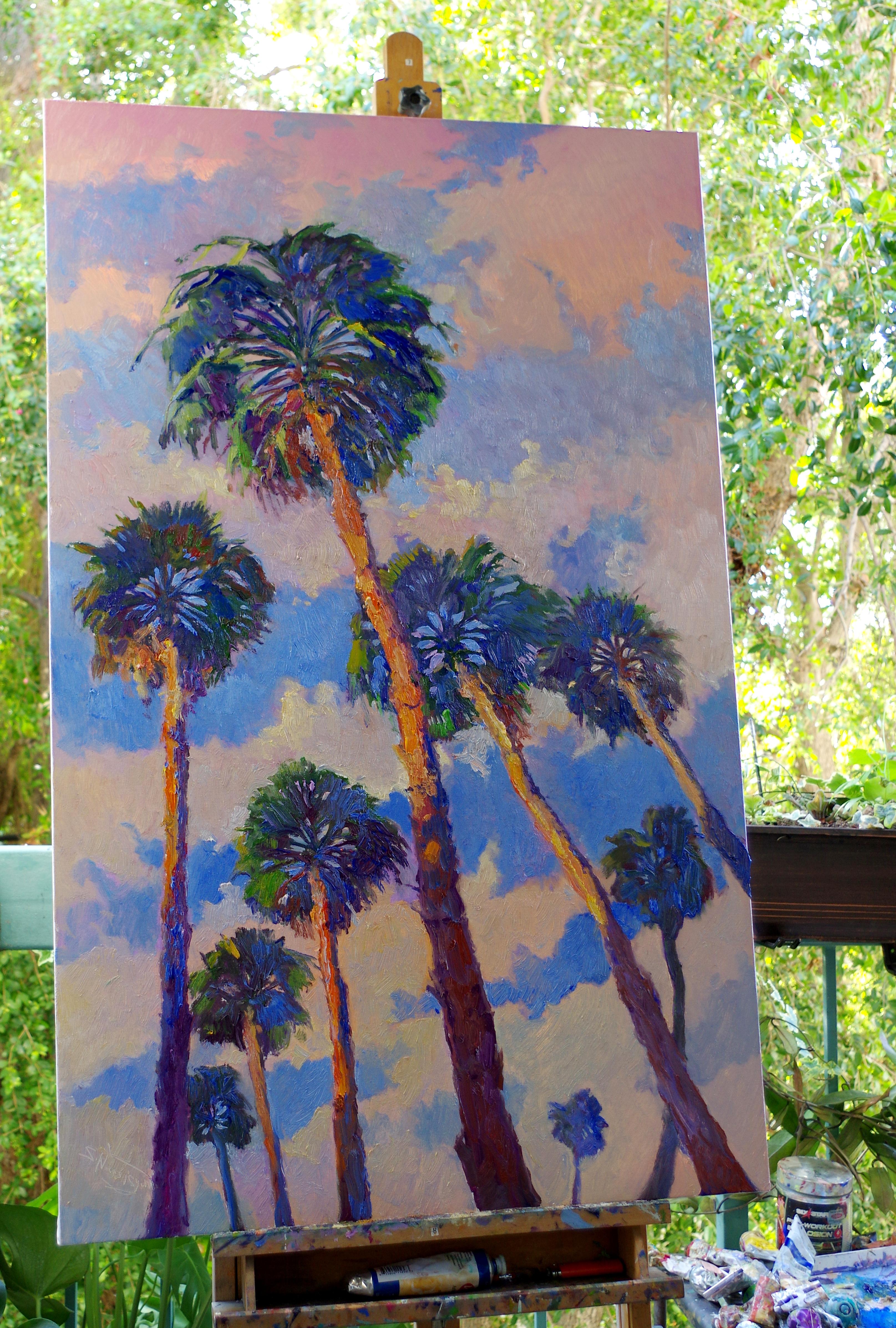 palm tree oil painting