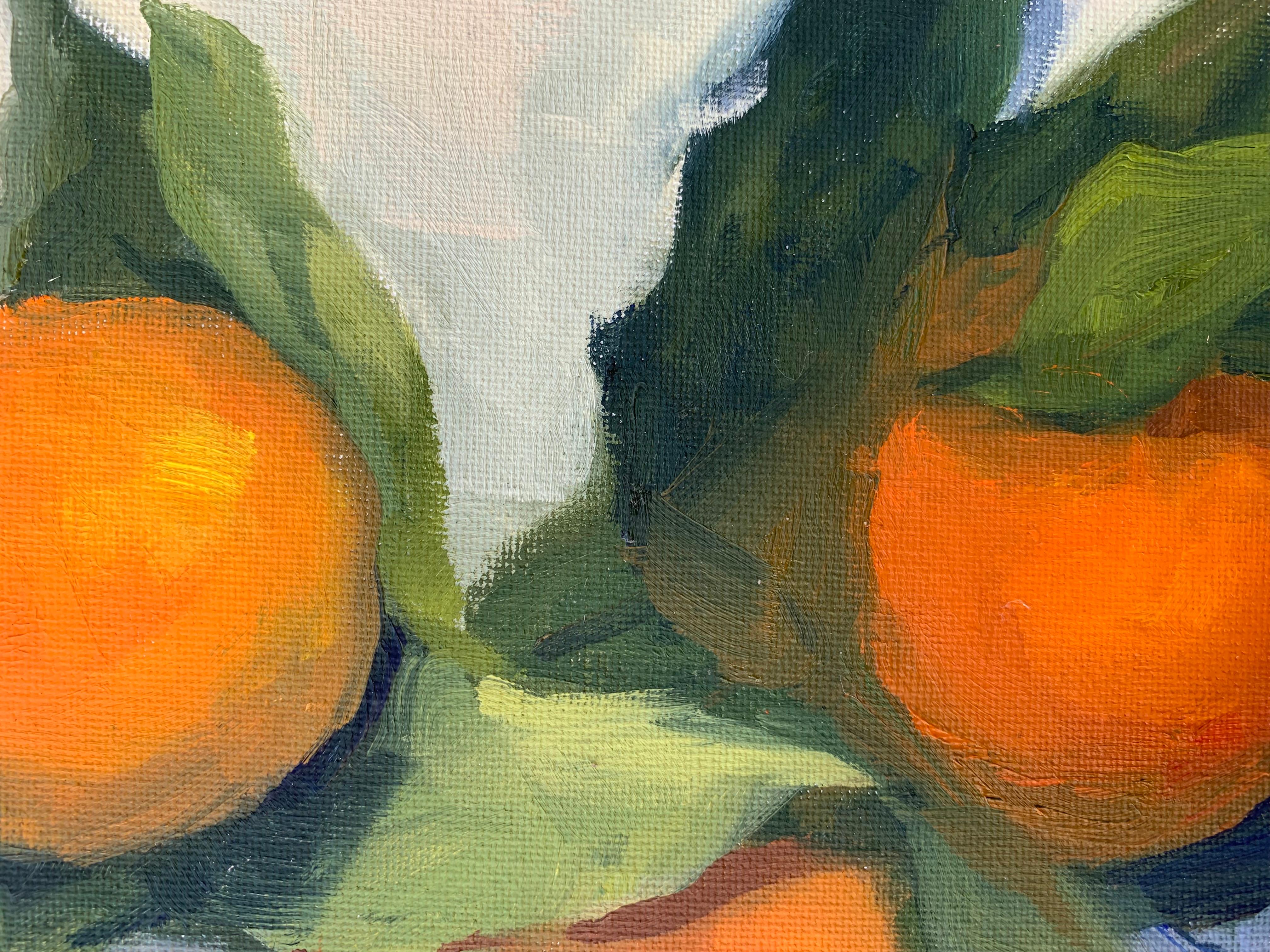 The Citrus Branch, Oil Painting - Abstract Impressionist Art by Malia Pettit
