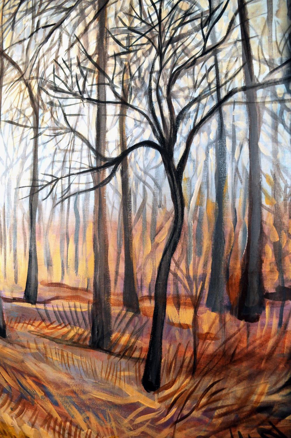 Winter Woods, Original Painting - Abstract Expressionist Art by Kira Yustak