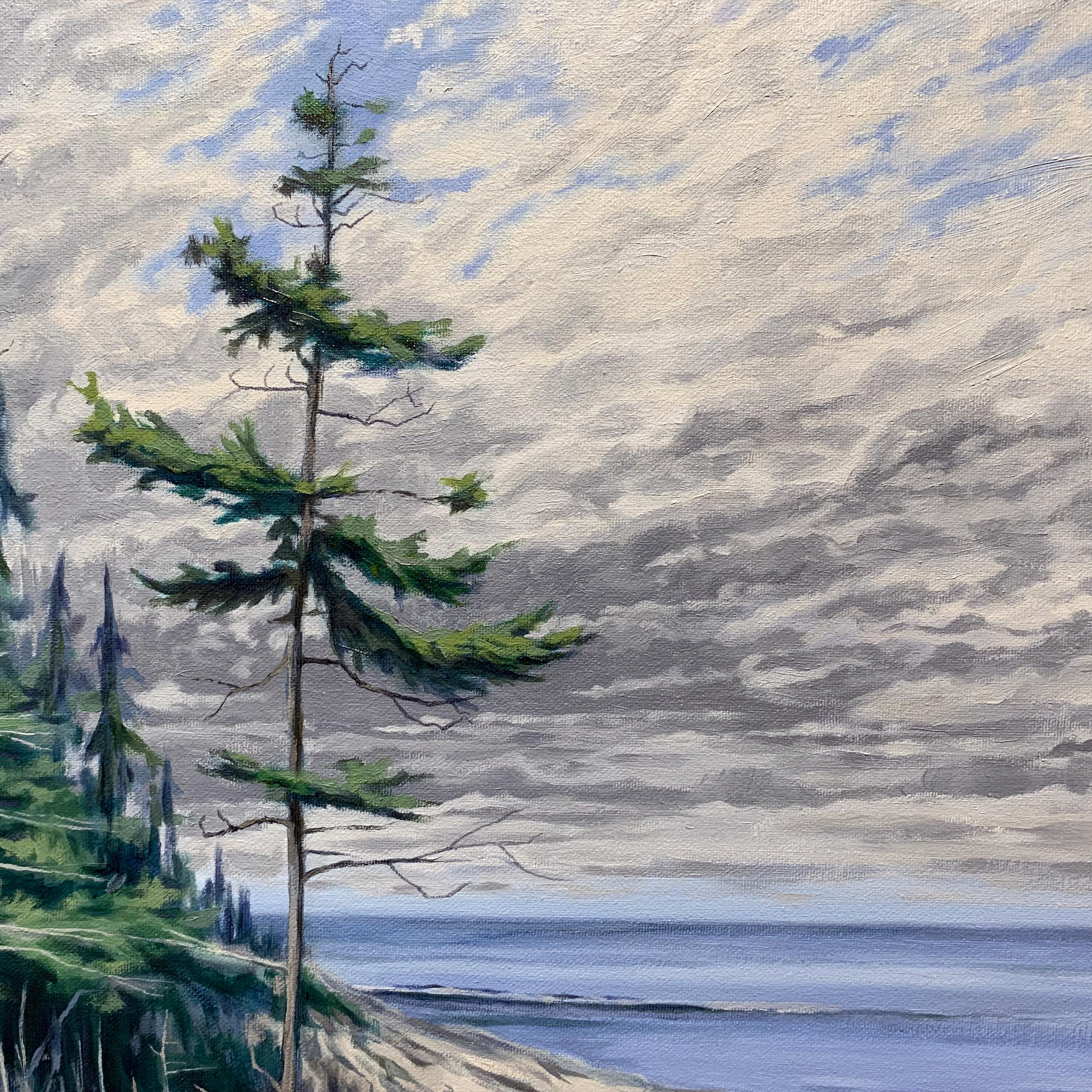 The Trail at West Quoddy Head, Oil Painting - Gray Landscape Painting by Jay Jensen