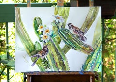 Cactus Wren and Saguaro Cactus, Original Painting