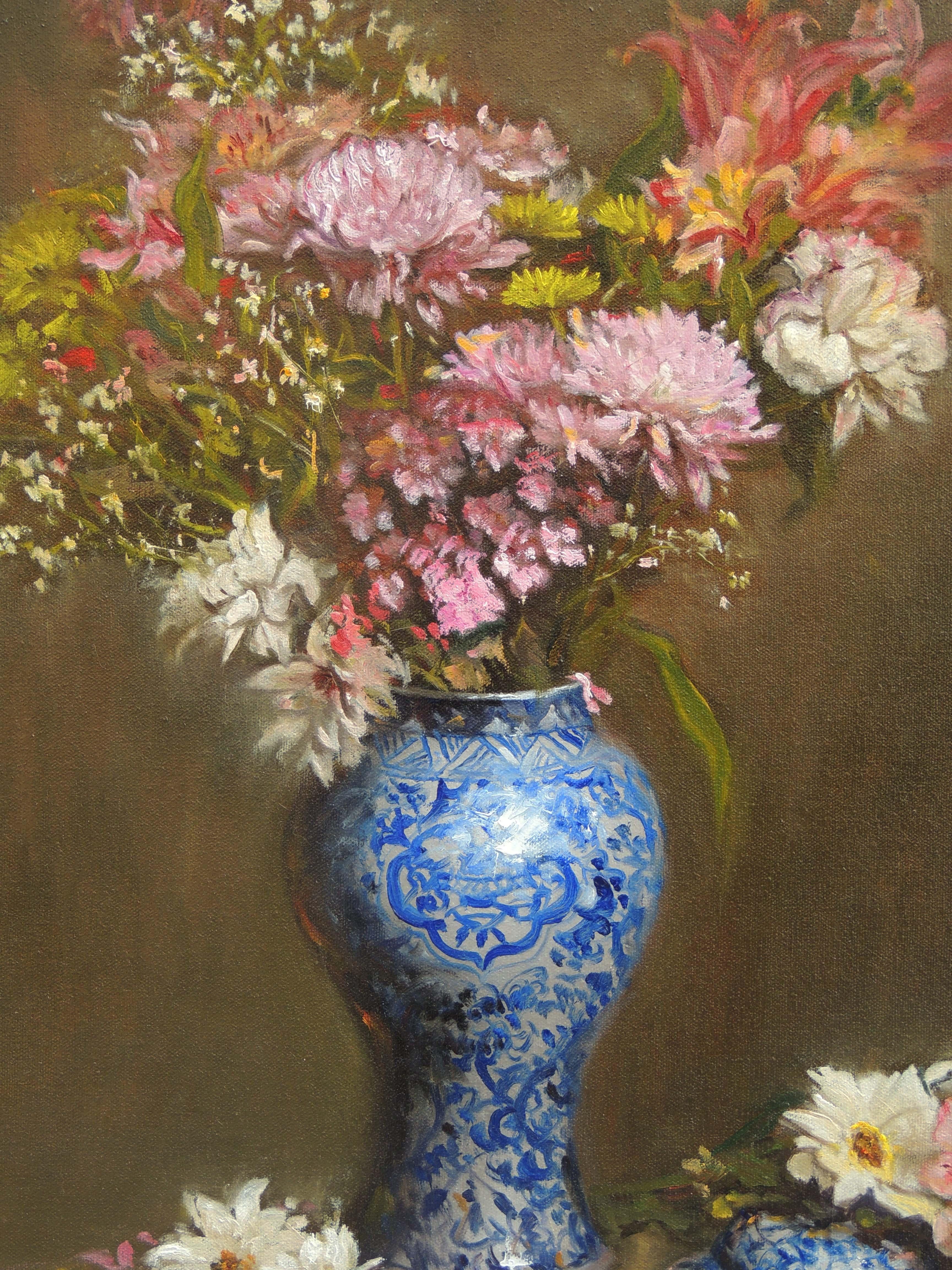 flowers in vase oil painting
