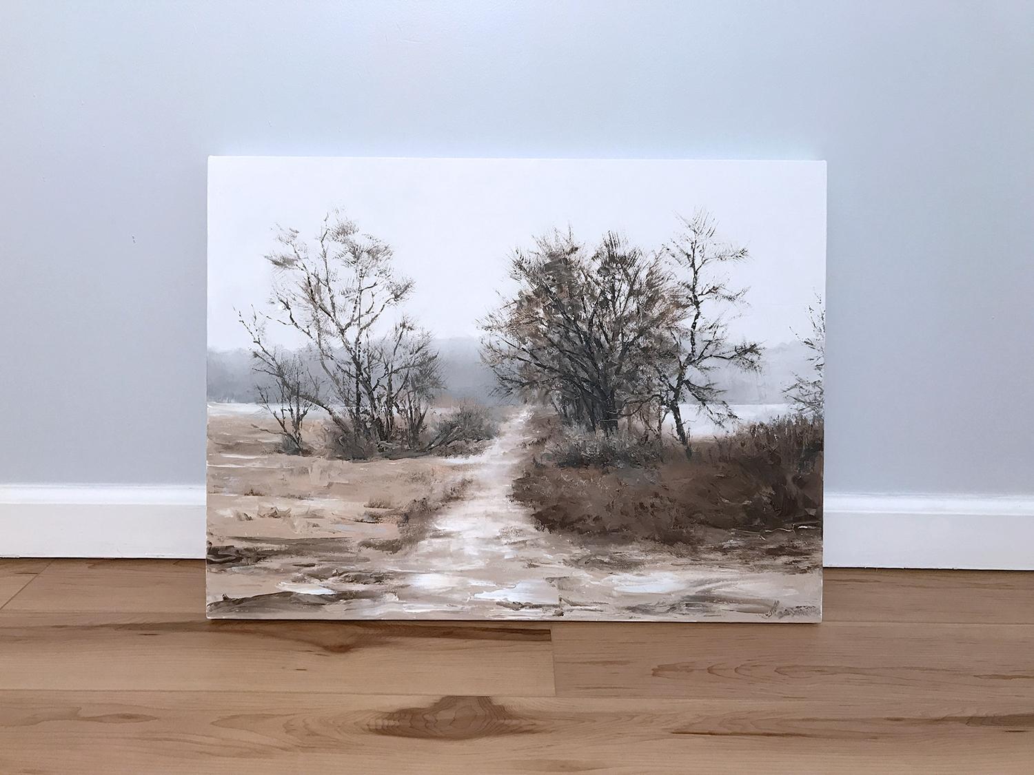 <p>Commentaires de l'artiste<br />Les branches dénudées et les herbes texturées de cette pièce ont été peintes principalement à l'aide d'un couteau à palette, ce qui lui confère l'aspect brisé et sauvage de la nature. Outre les textures, la valeur