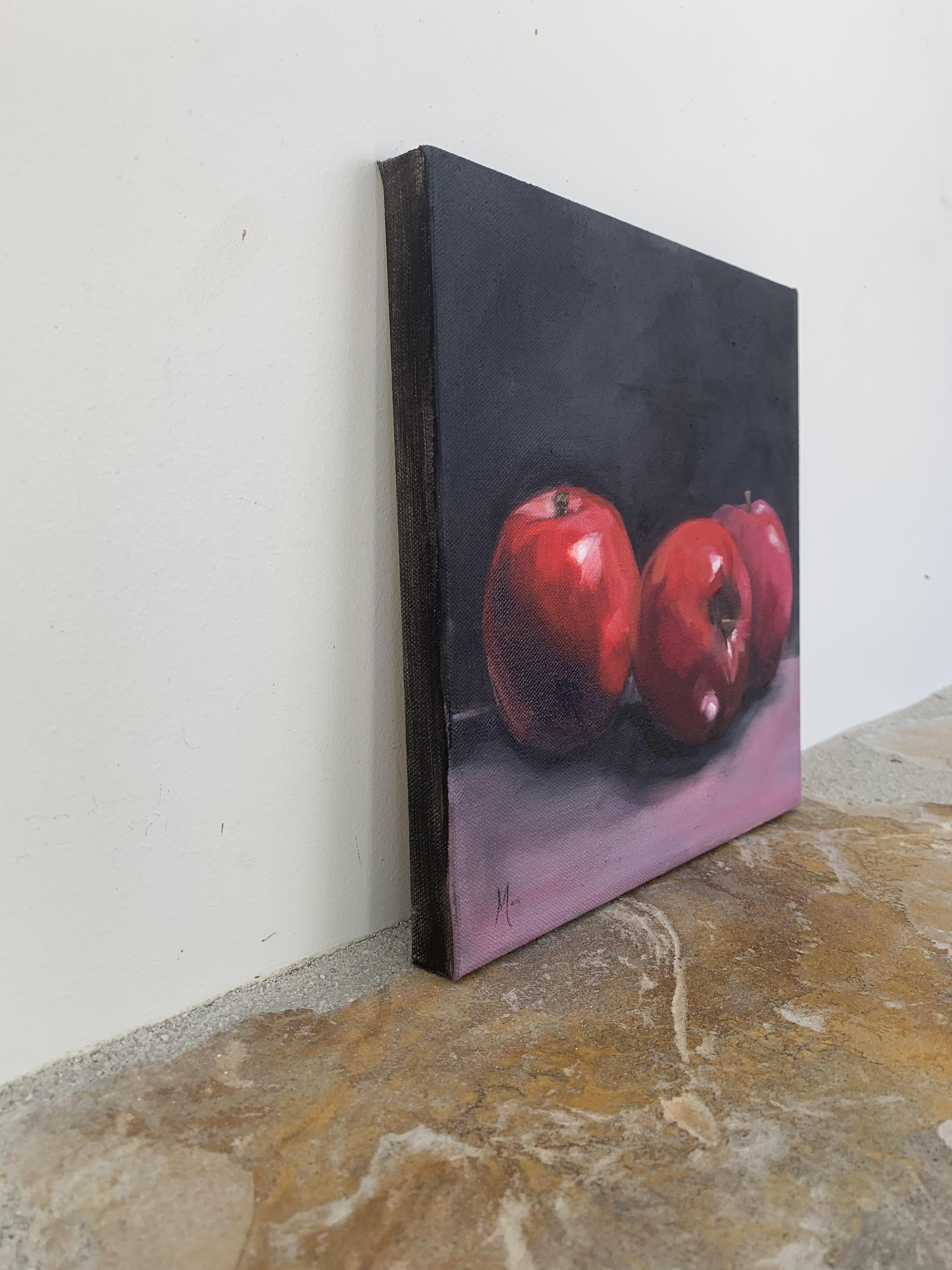 Mele su rosa, pittura a olio - Painting di Malia Pettit