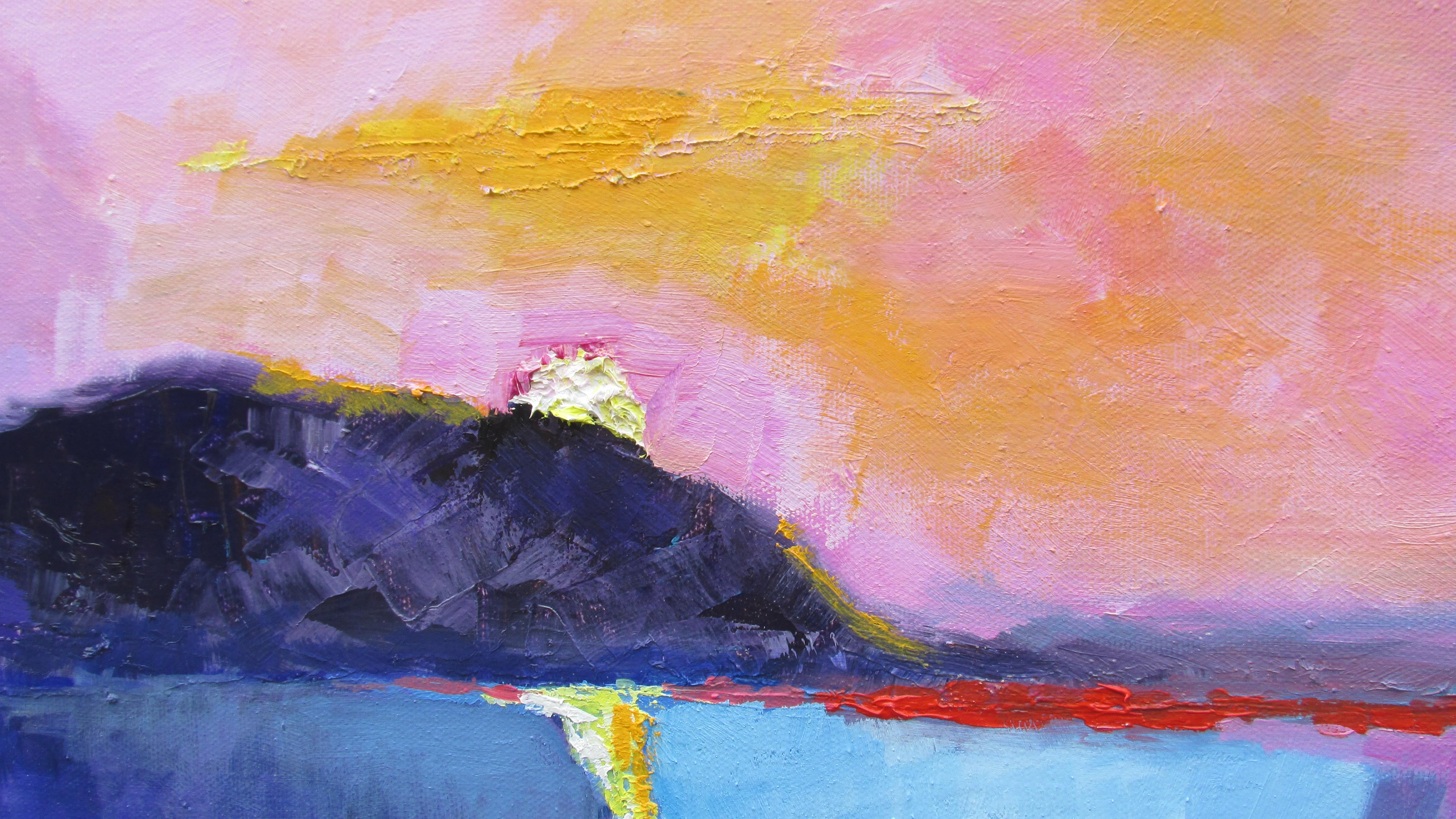 Peinture à l'huile - coucher de soleil sur le fleuve Tennessee 1