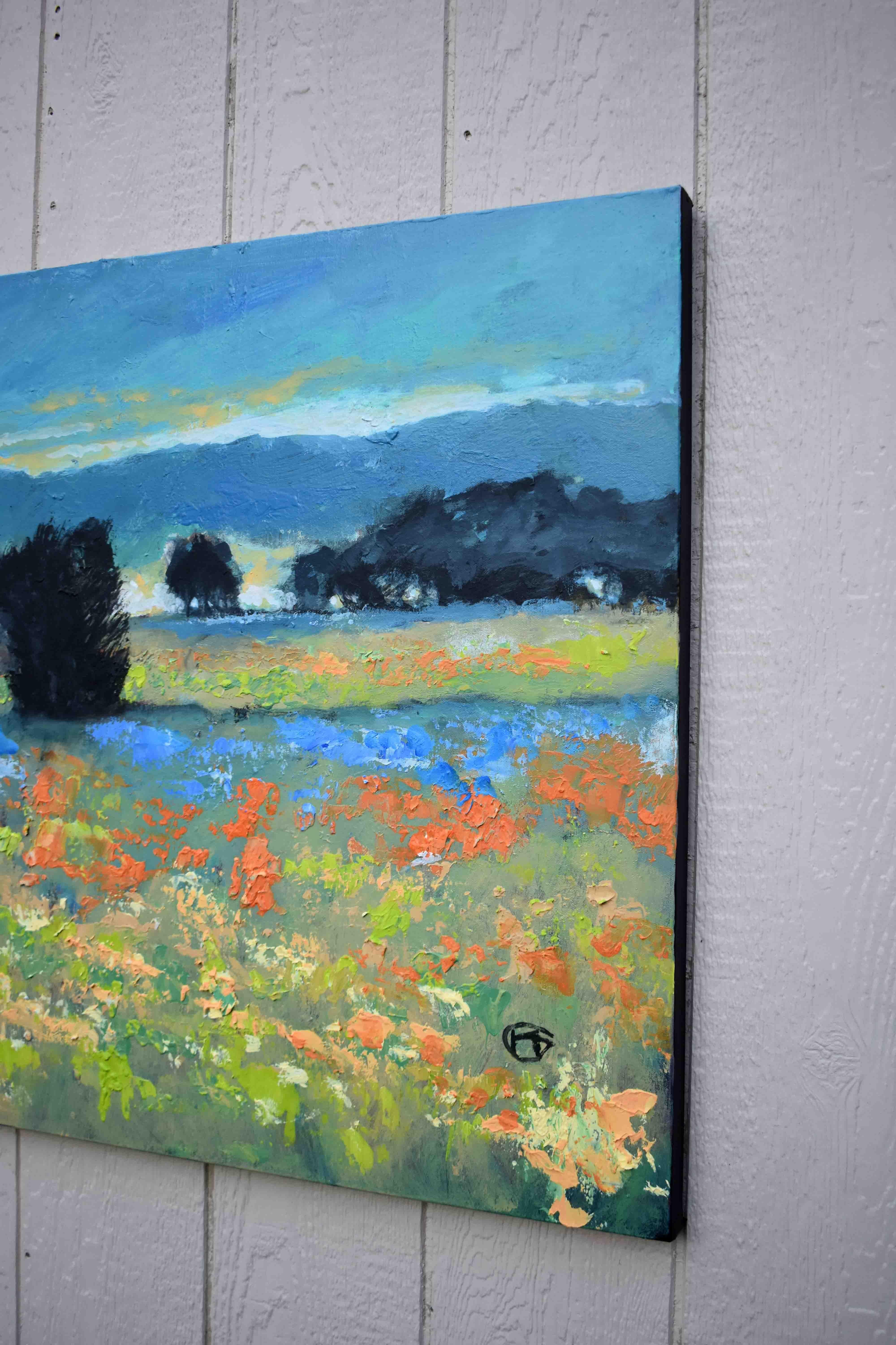 Colorful Meadow, Original Painting - Abstract Impressionist Art by Kip Decker