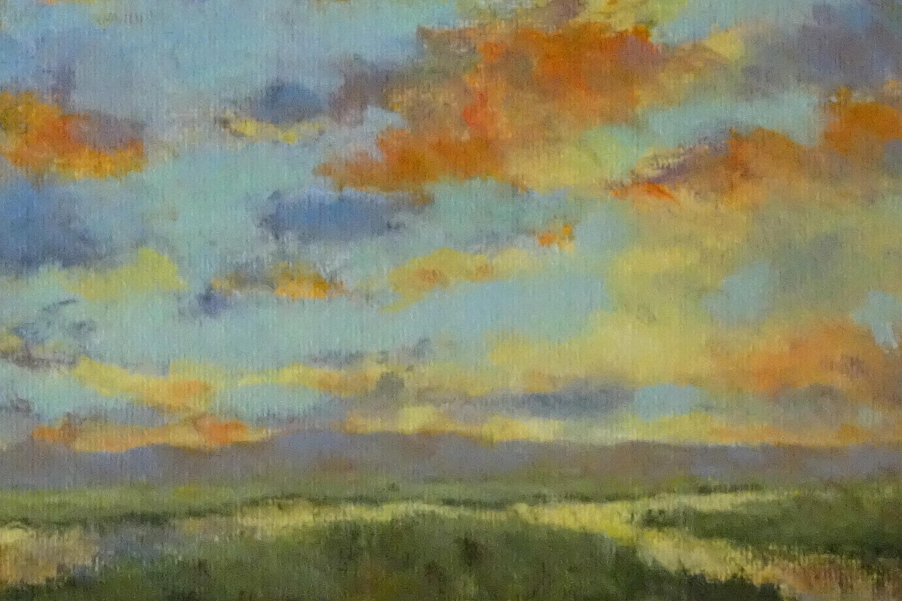 Sunset at the Fork, Oil Painting - Abstract Impressionist Art by Gail Greene