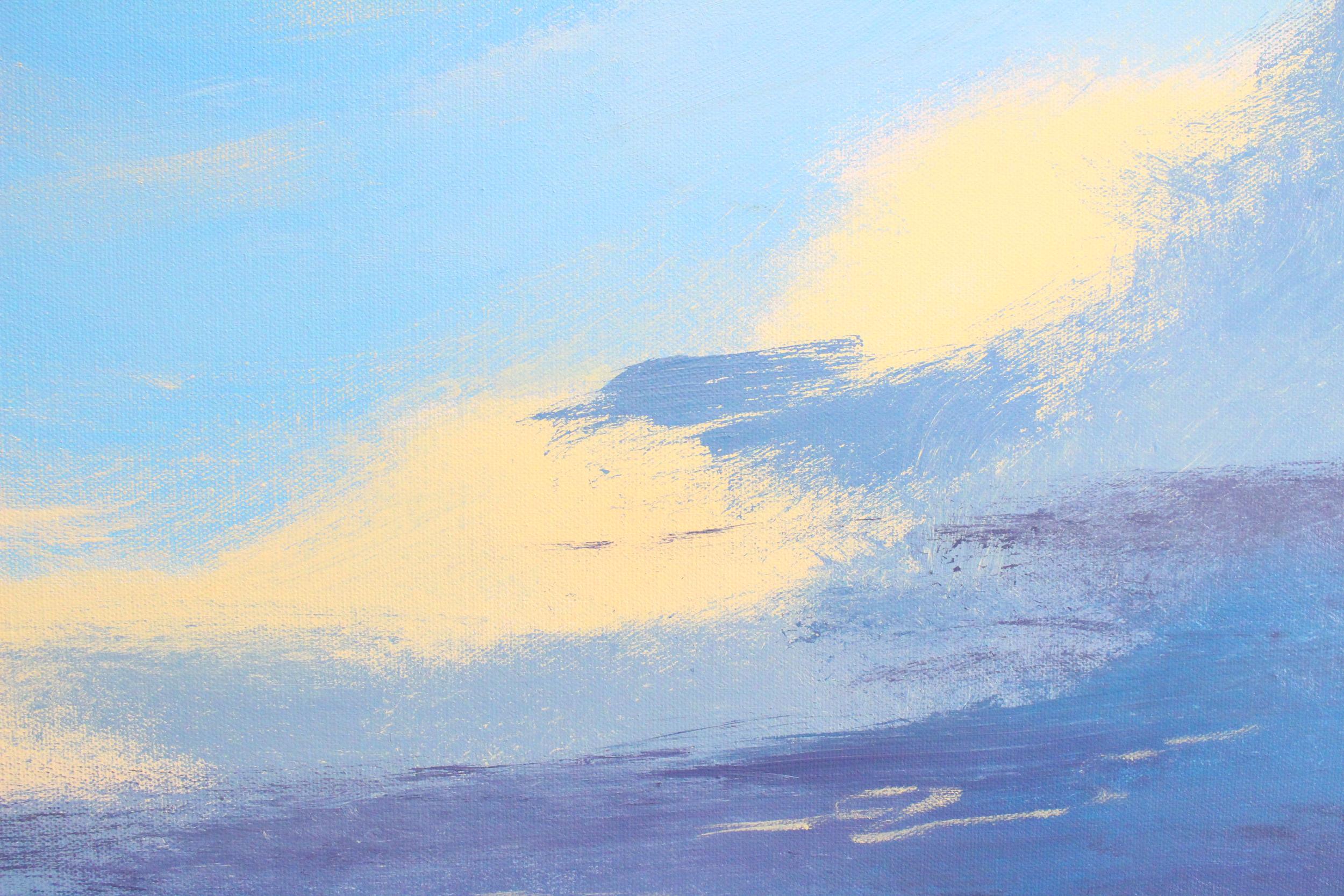 Peinture originale - Printemps-Hiver - Bleu Landscape Painting par Nancy Merkle