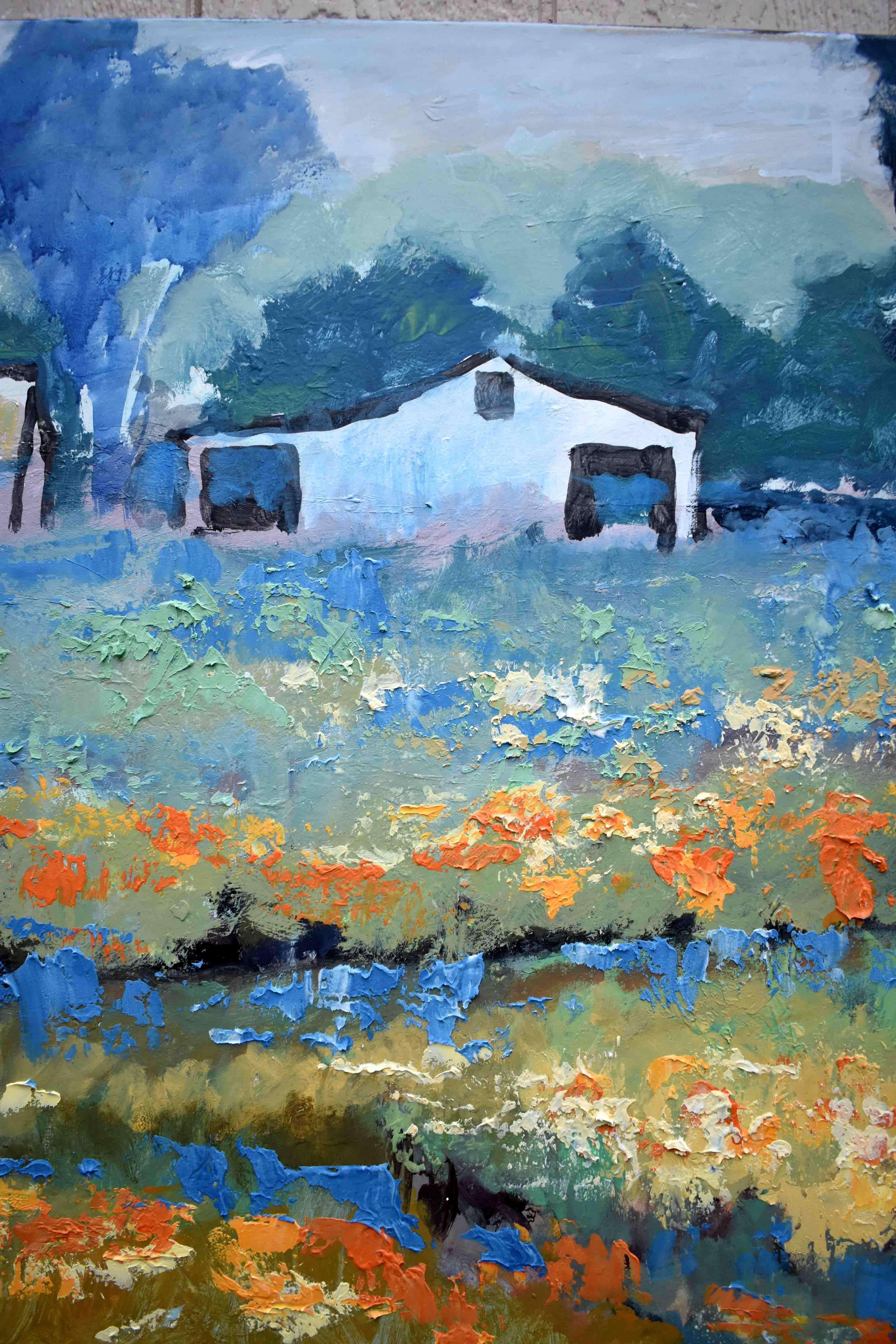 Near Half Moon Bay, Originalgemälde (Blau), Landscape Painting, von Kip Decker