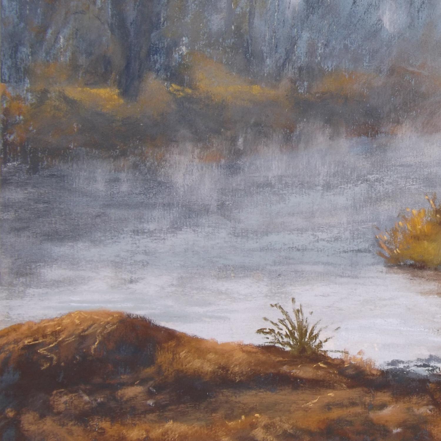 The Quiet of the River Fog, Original Painting - Abstract Impressionist Art by Patricia Prendergast