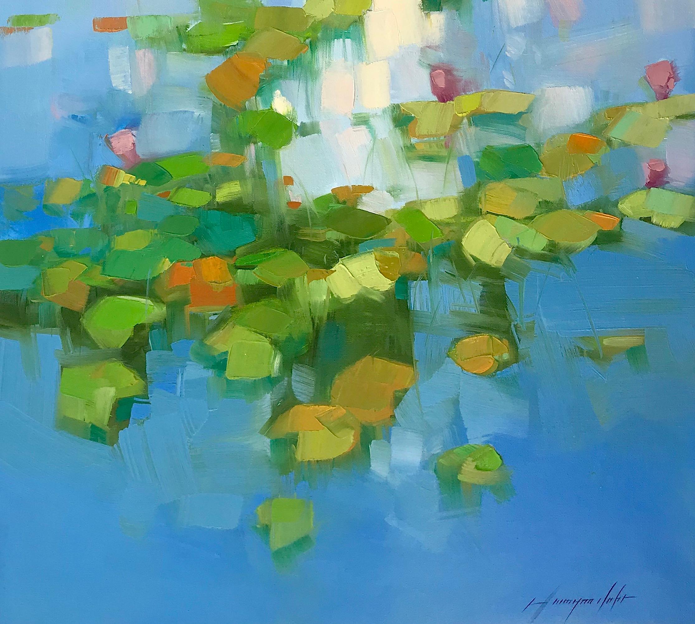 Lilies Pond, Oil Painting - Abstract Impressionist Art by Vahe Yeremyan