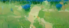 Field of Blue Flowers, Oil Painting